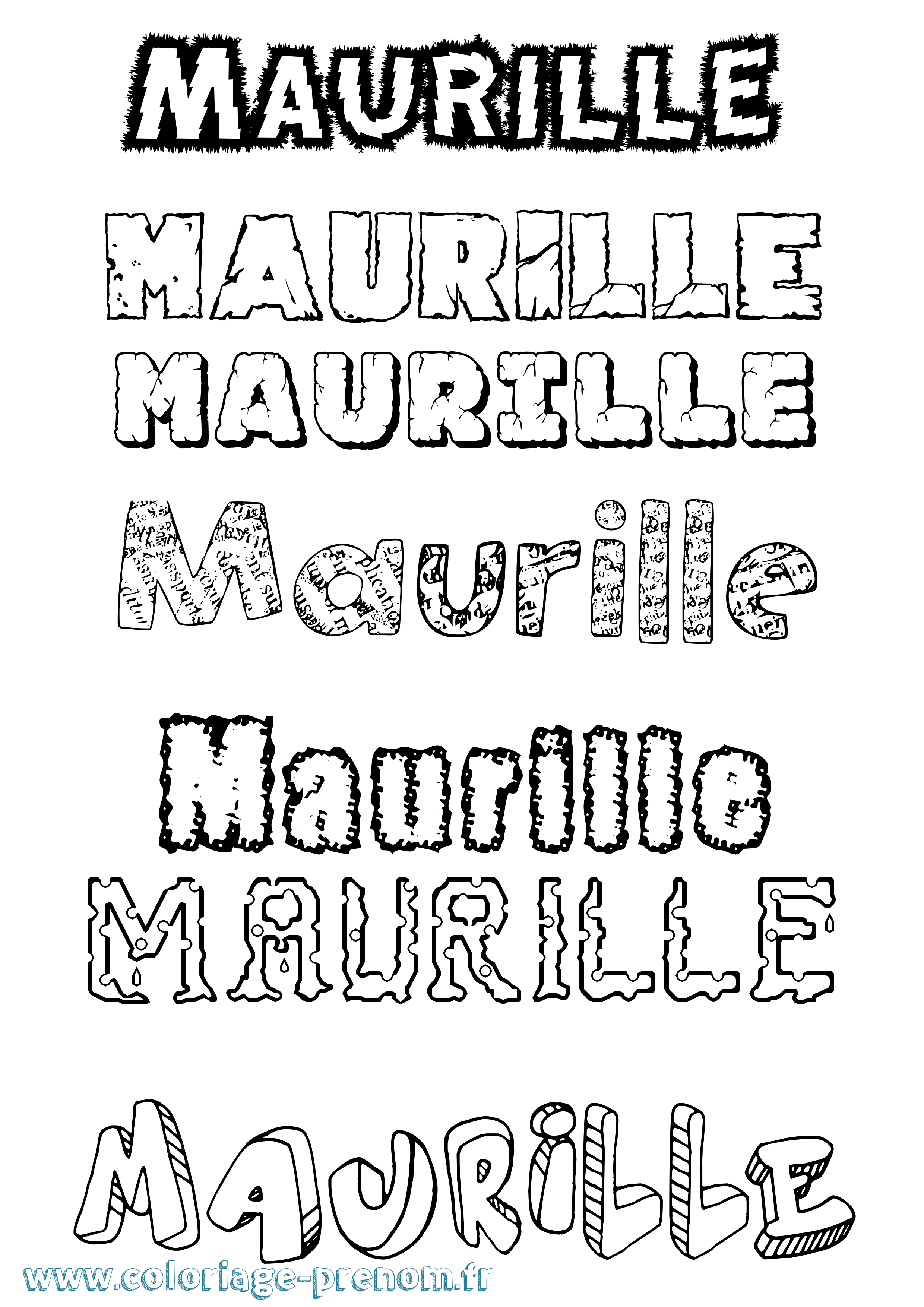 Coloriage prénom Maurille Destructuré