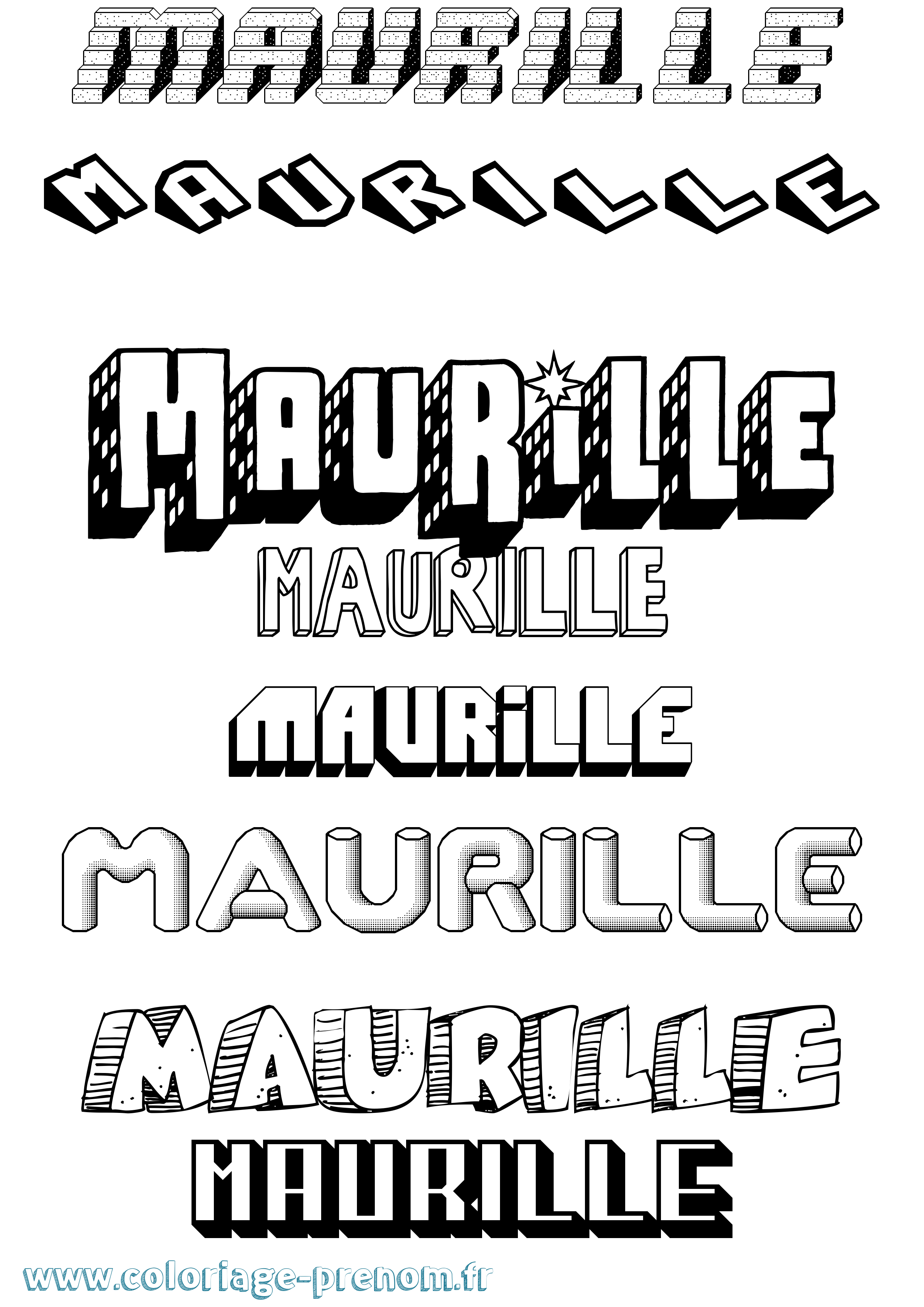 Coloriage prénom Maurille Effet 3D