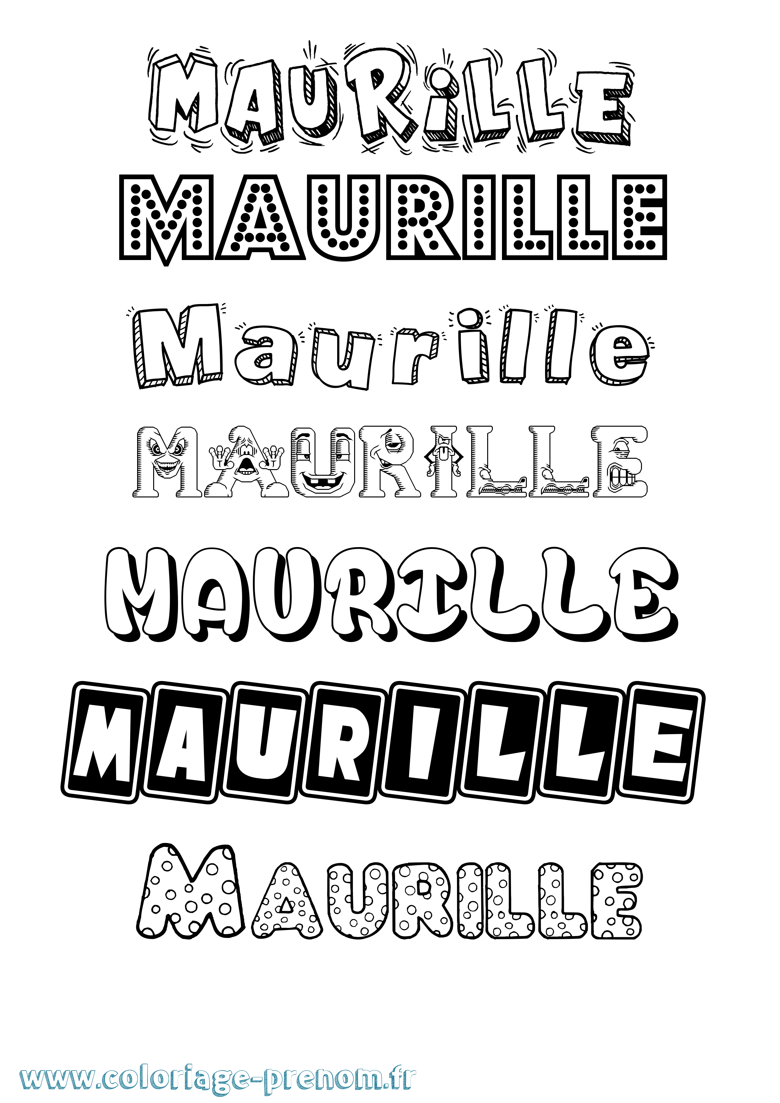 Coloriage prénom Maurille Fun