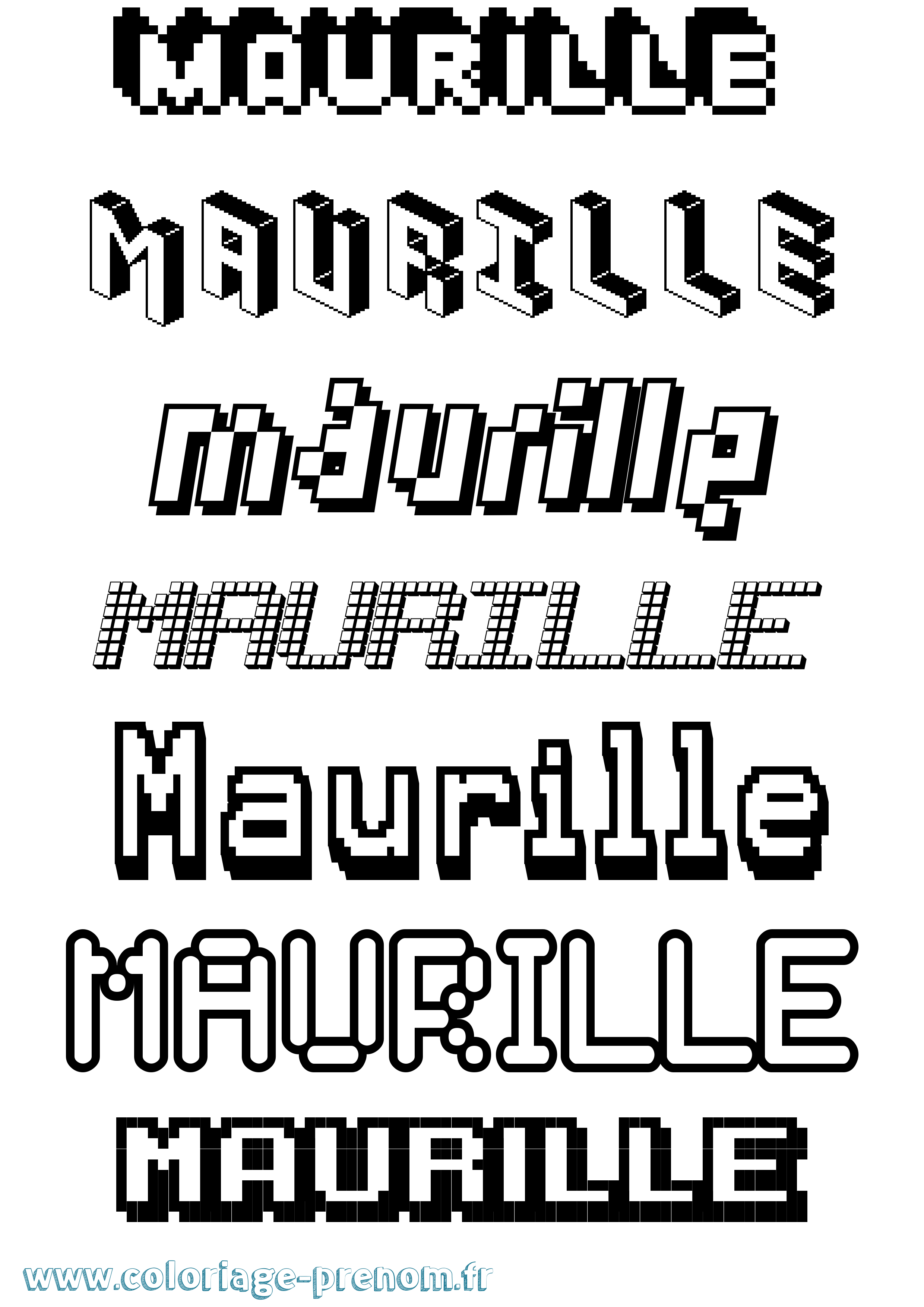 Coloriage prénom Maurille Pixel