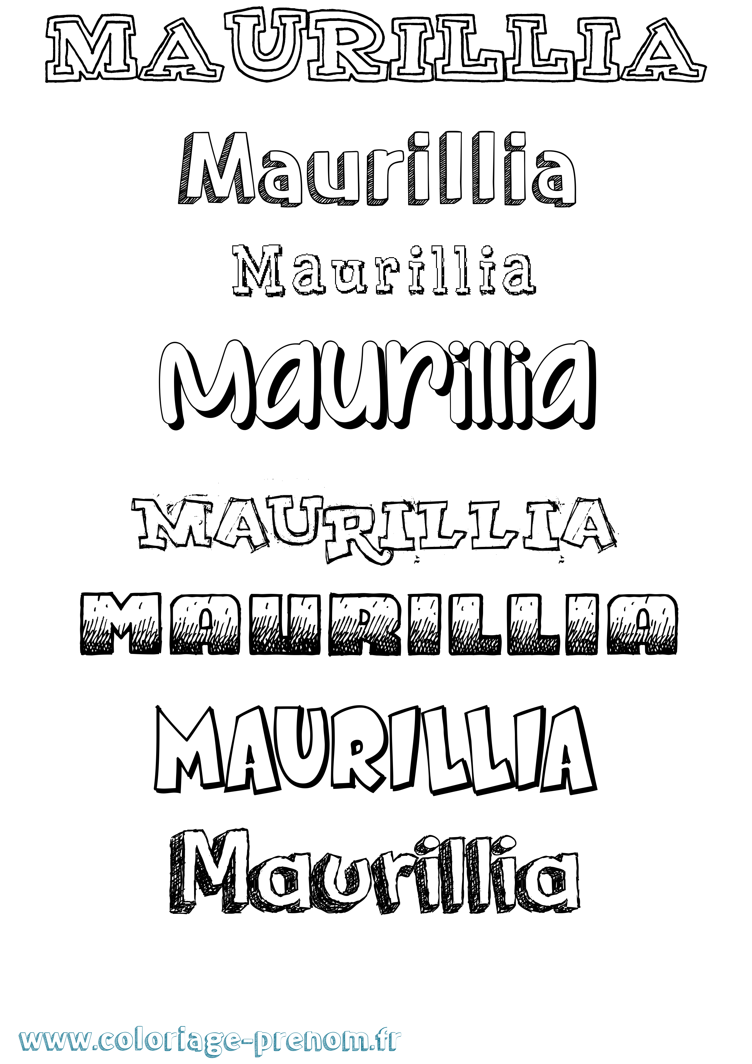 Coloriage prénom Maurillia Dessiné