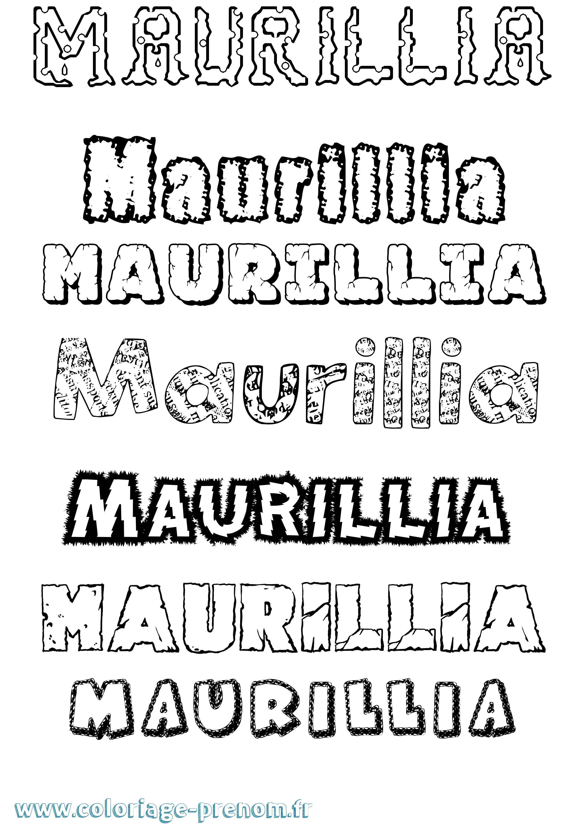 Coloriage prénom Maurillia Destructuré