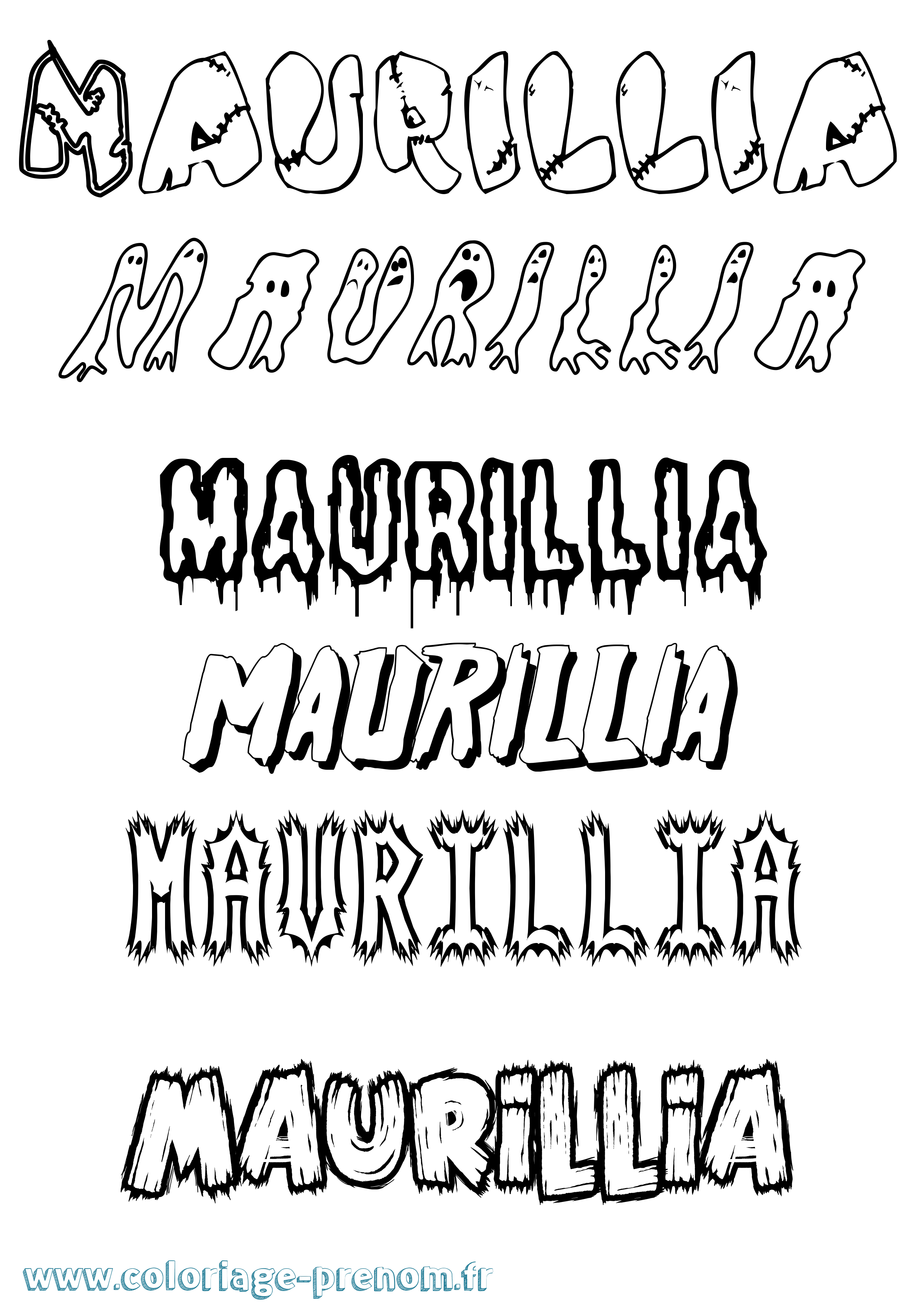 Coloriage prénom Maurillia Frisson