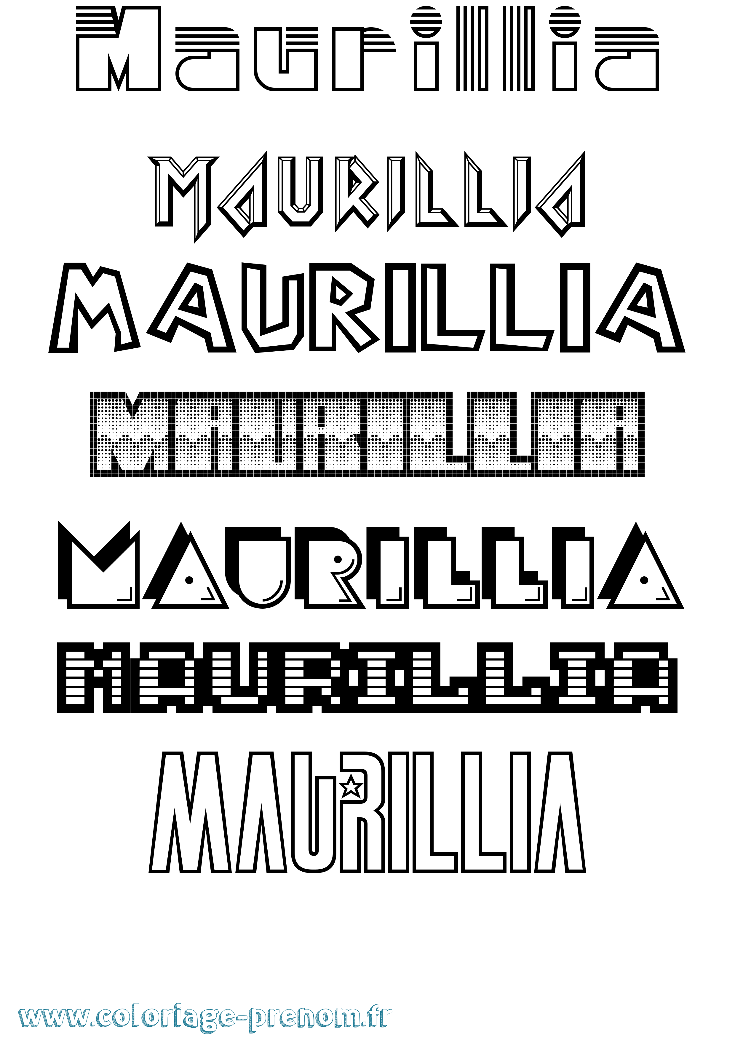 Coloriage prénom Maurillia Jeux Vidéos