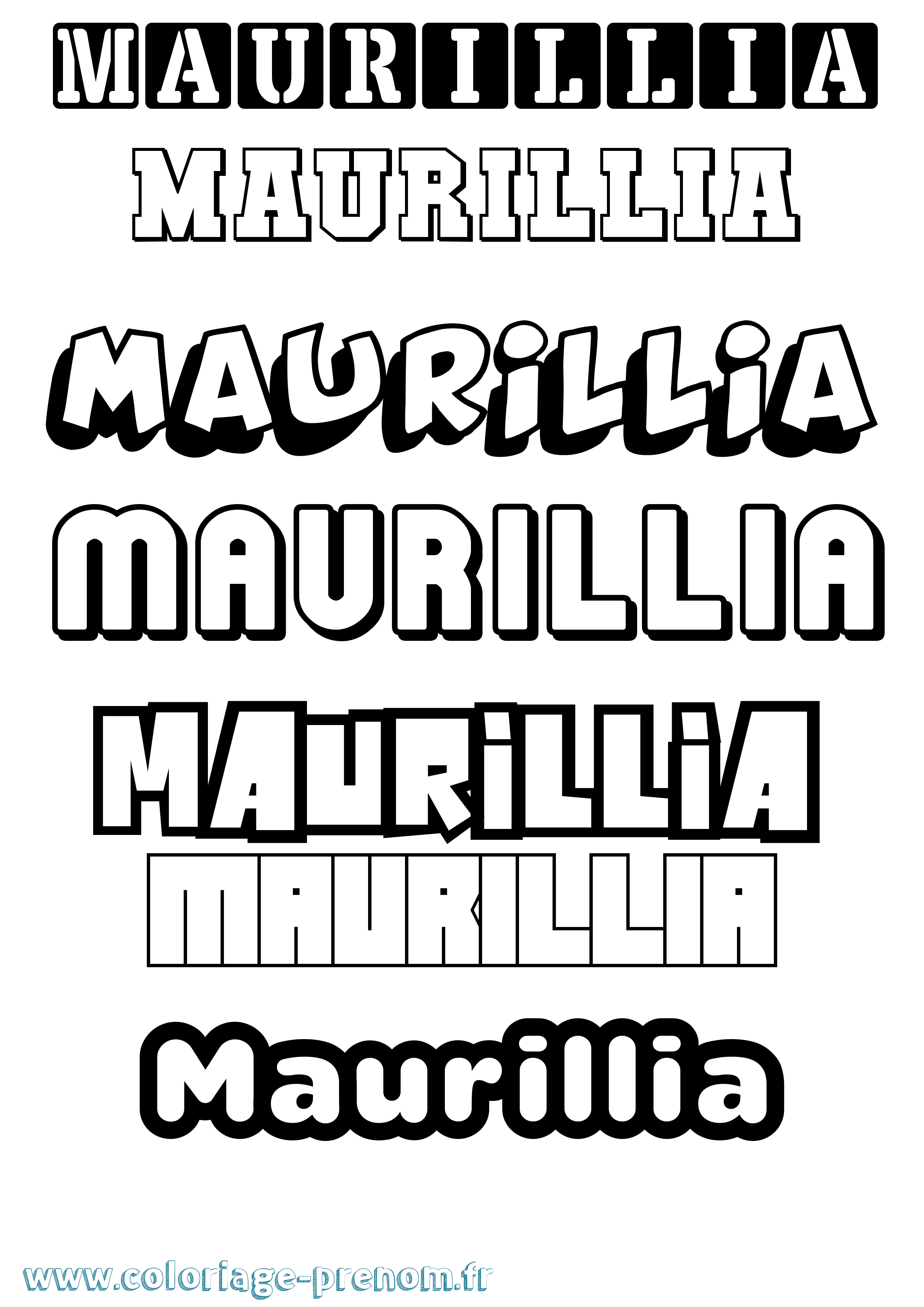 Coloriage prénom Maurillia Simple