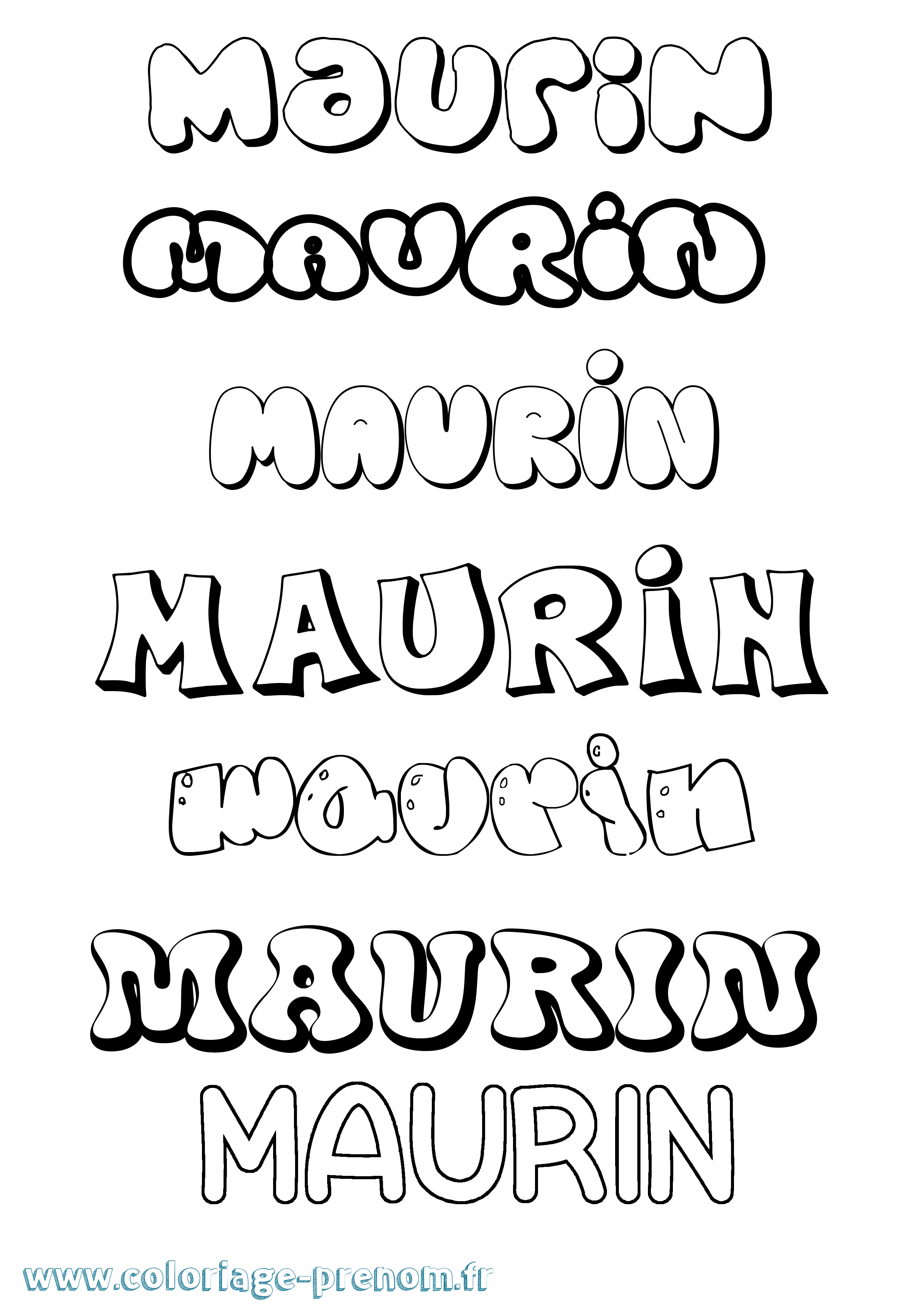 Coloriage prénom Maurin Bubble