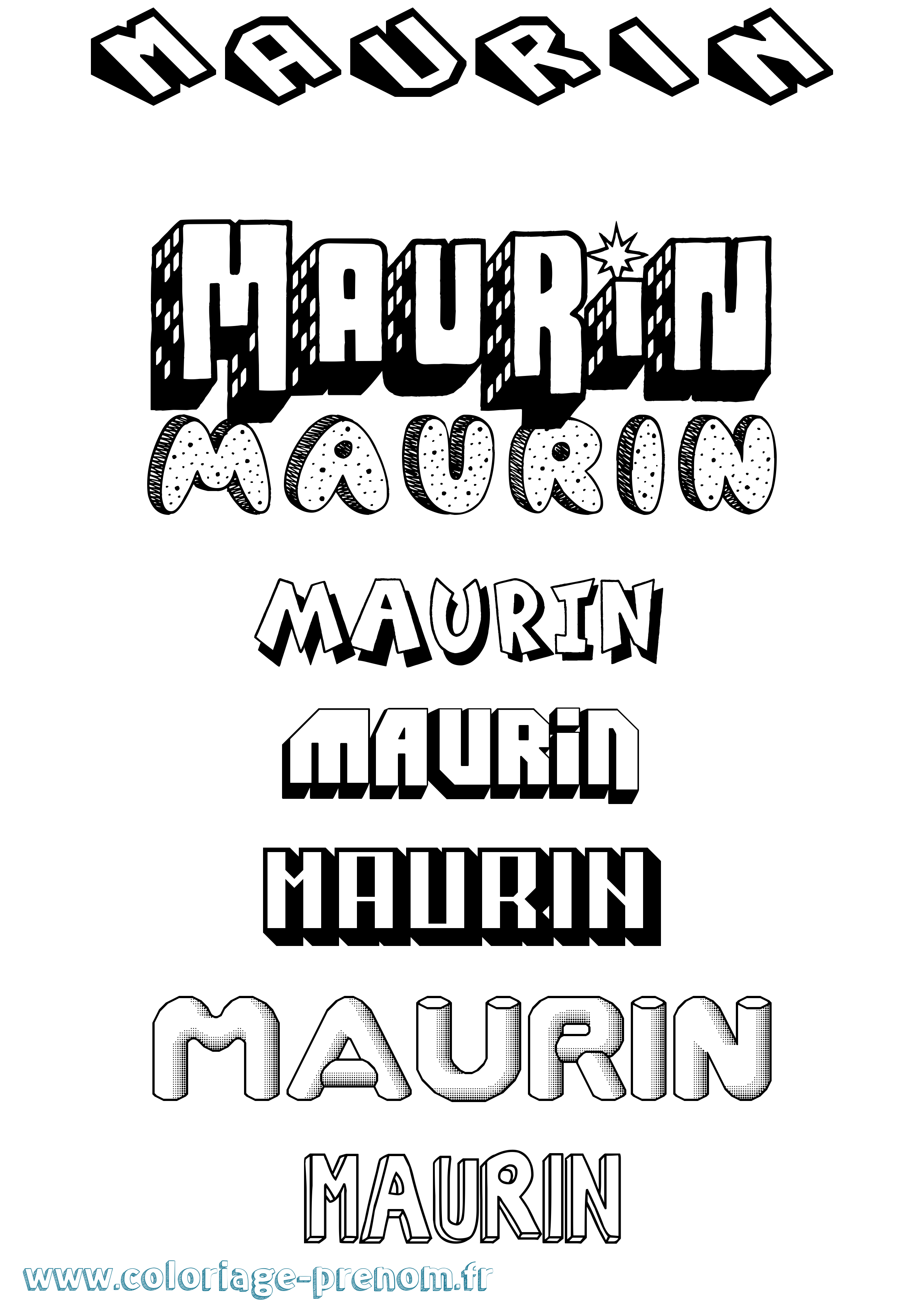 Coloriage prénom Maurin Effet 3D