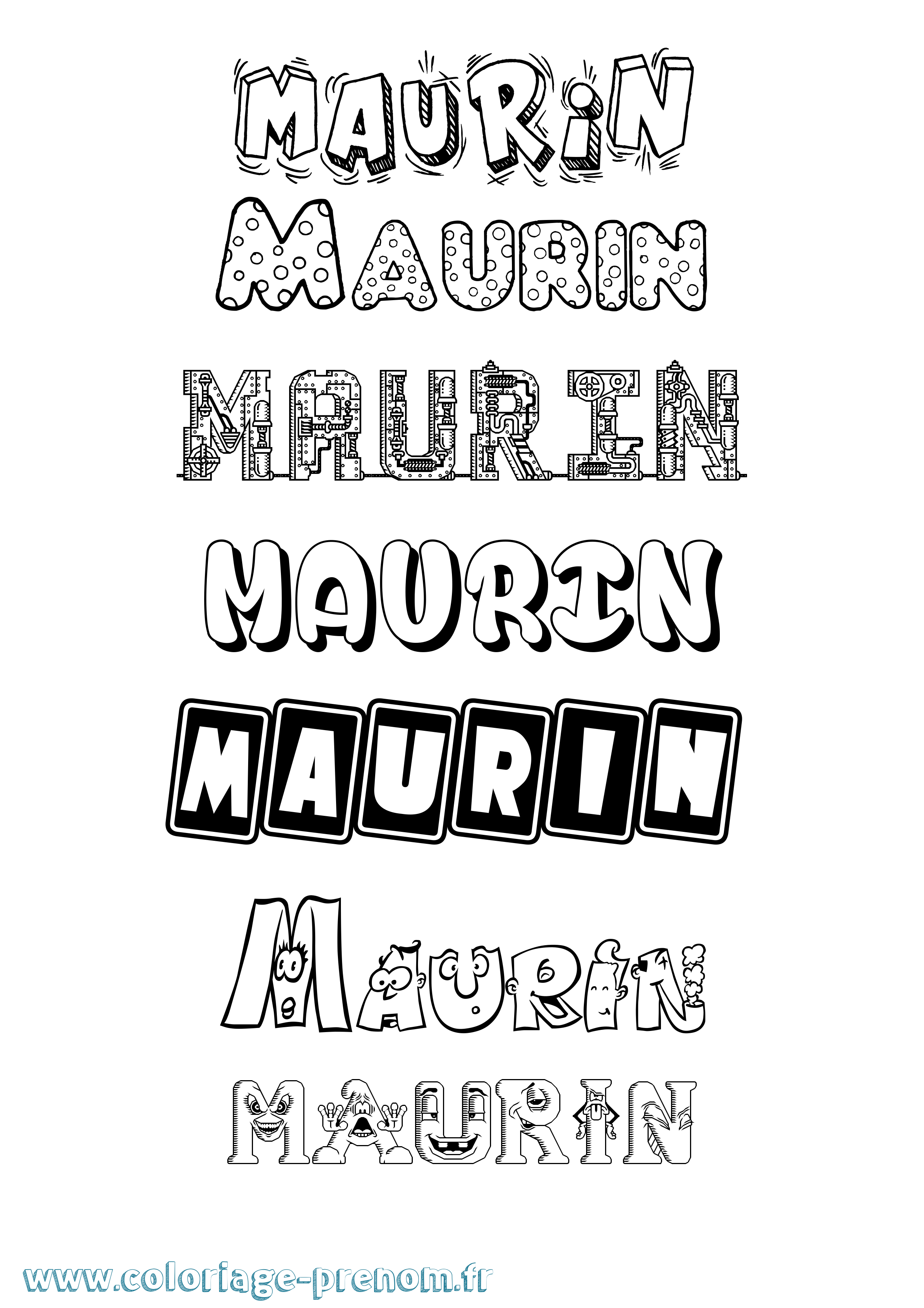 Coloriage prénom Maurin Fun