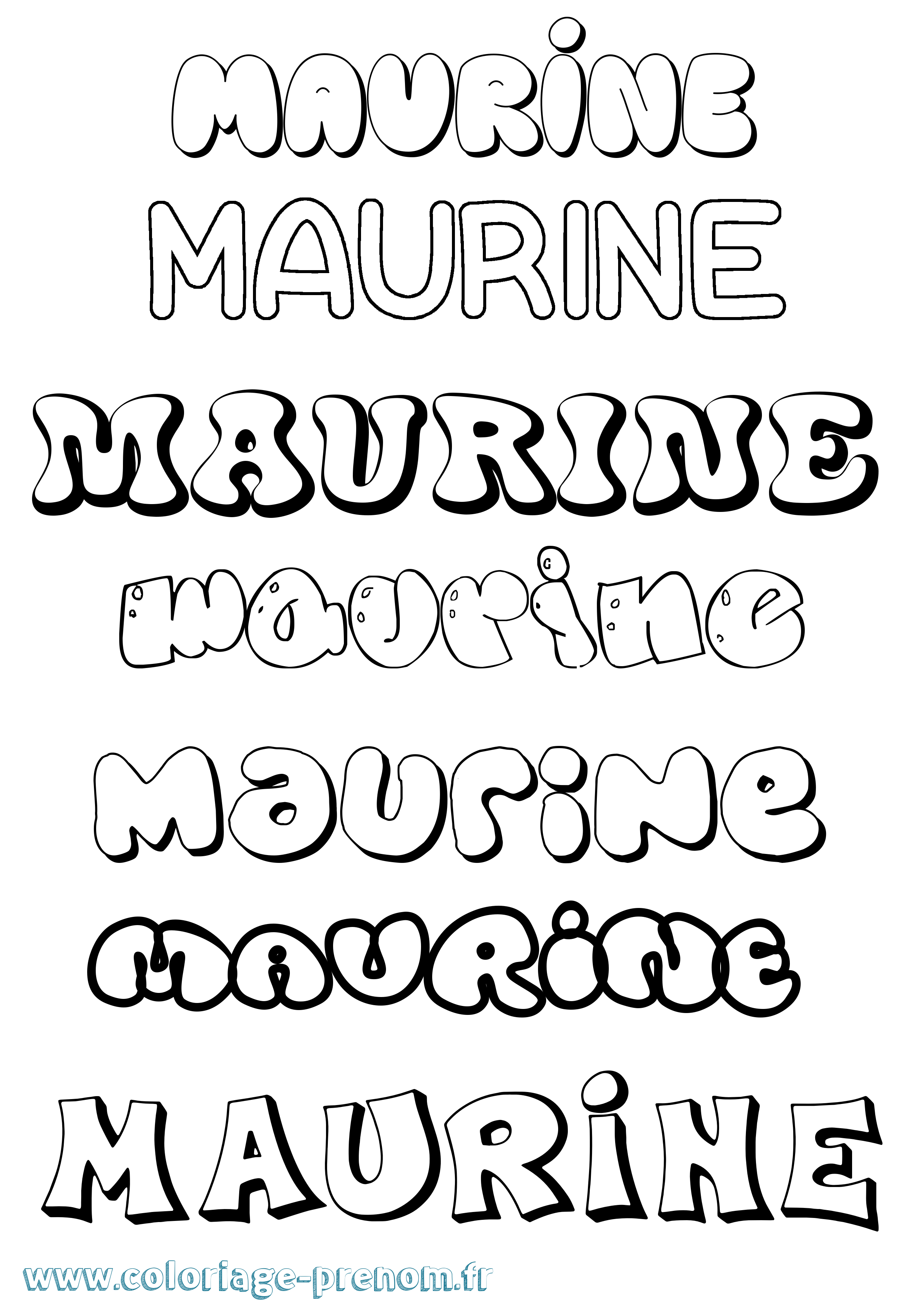 Coloriage prénom Maurine Bubble