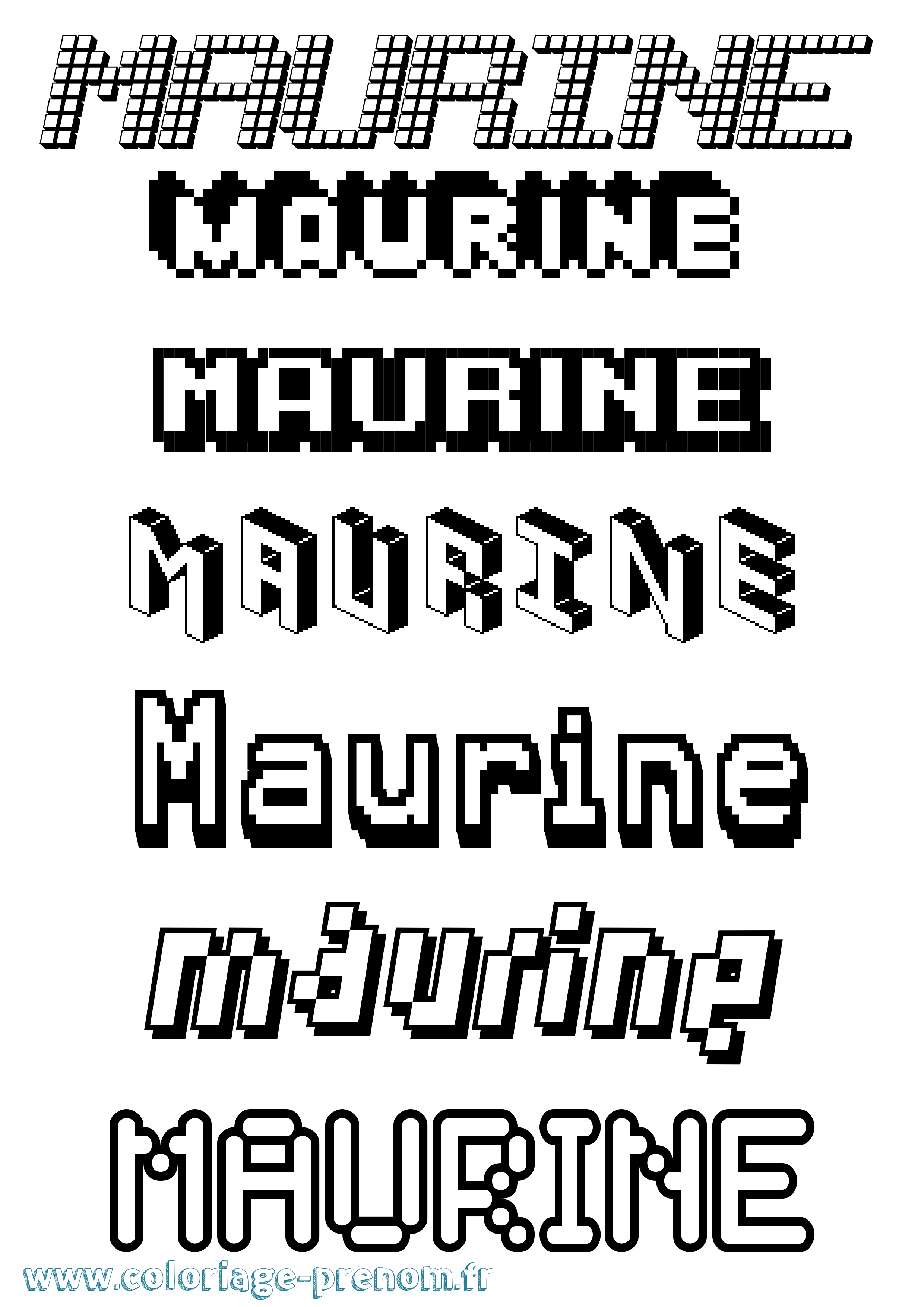 Coloriage prénom Maurine Pixel