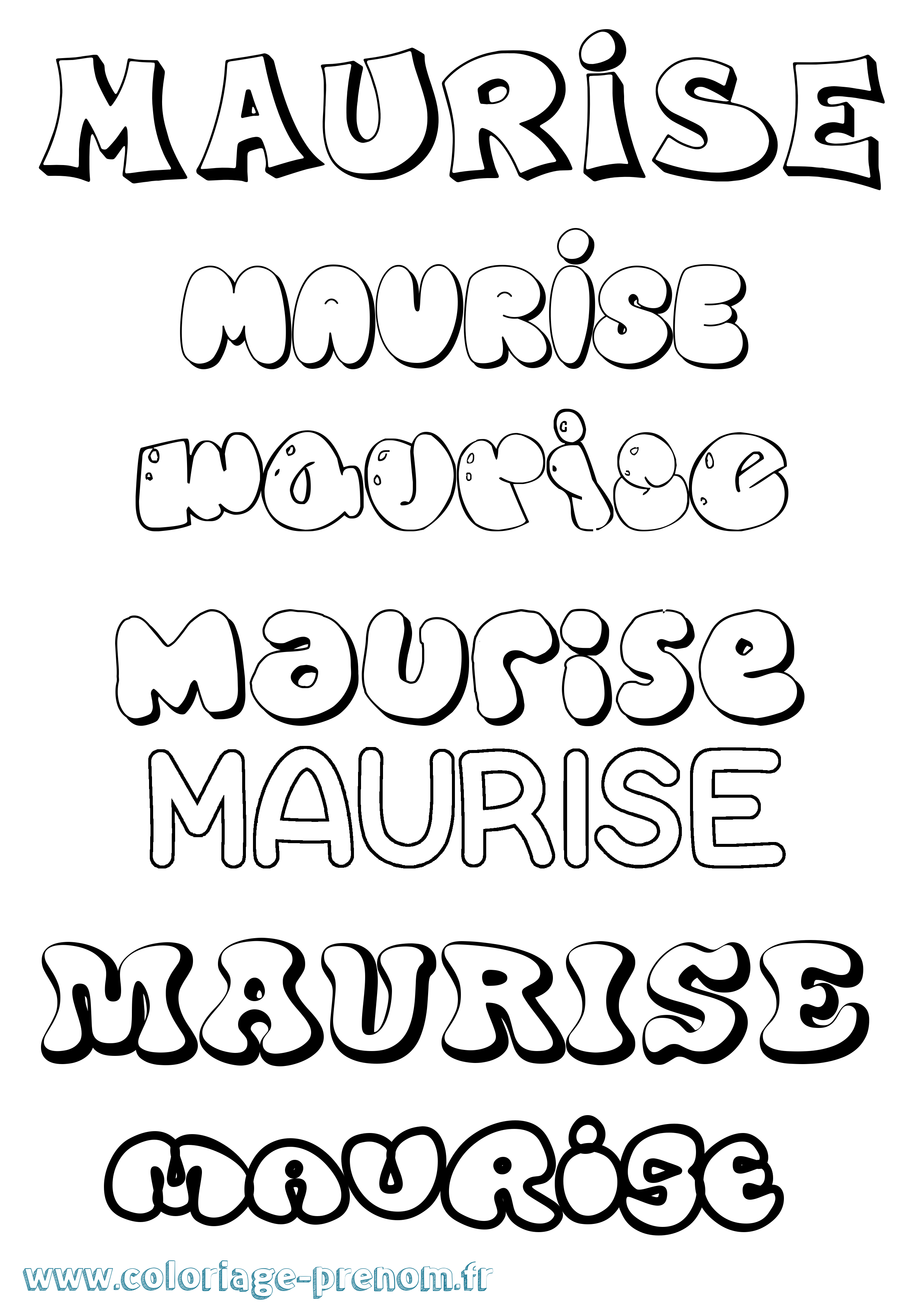Coloriage prénom Maurise Bubble