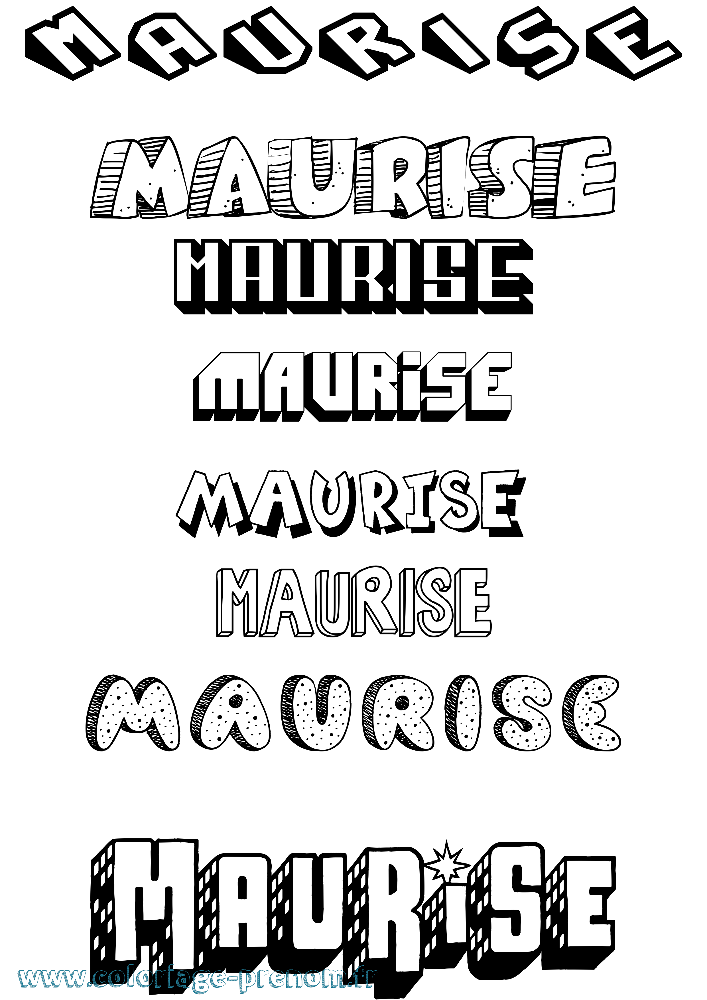 Coloriage prénom Maurise Effet 3D