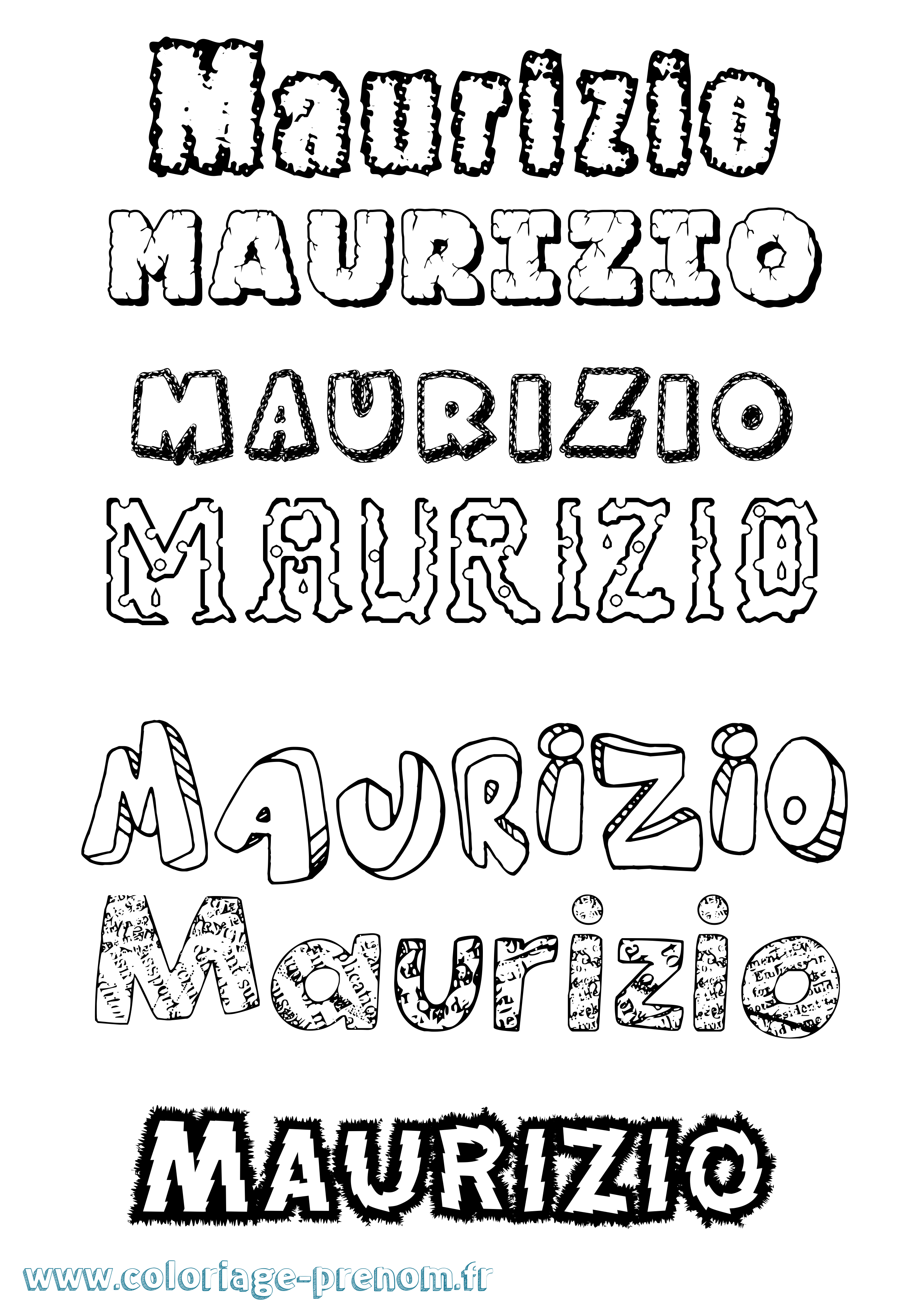 Coloriage prénom Maurizio Destructuré