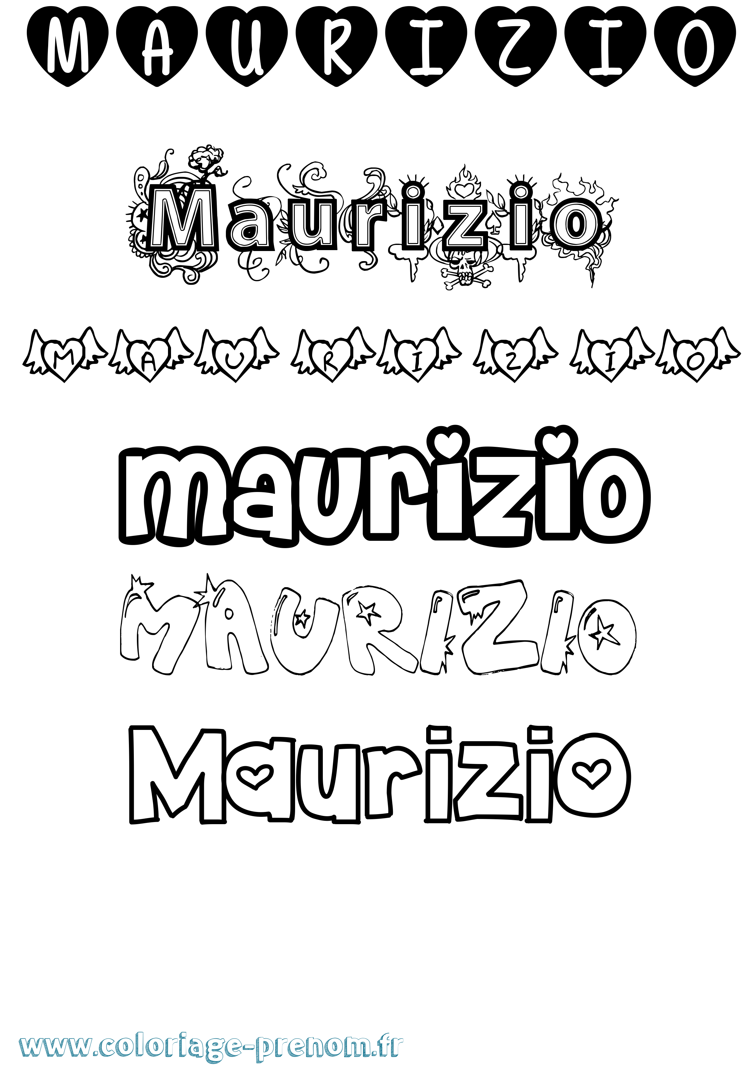 Coloriage prénom Maurizio Girly