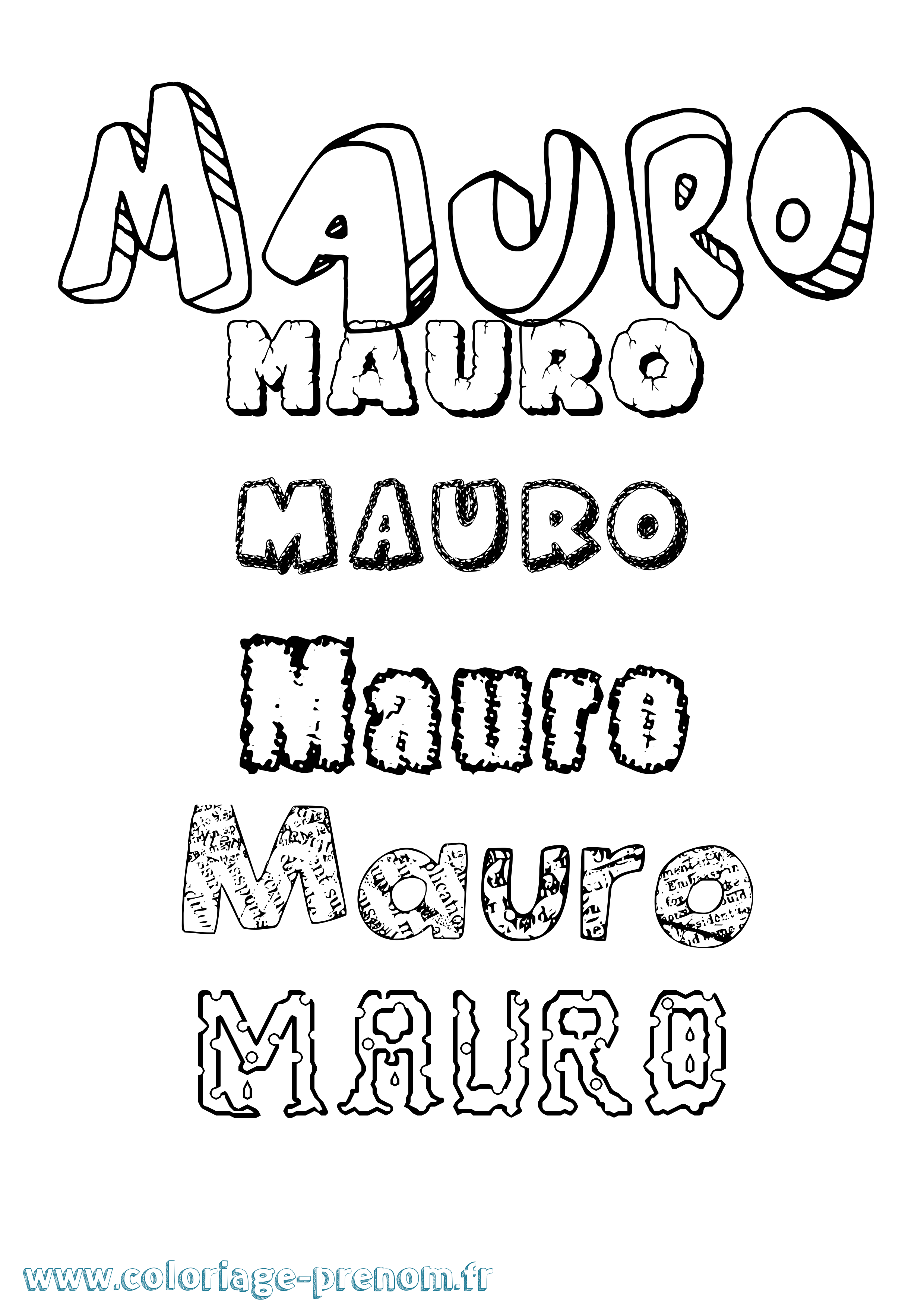 Coloriage prénom Mauro Destructuré