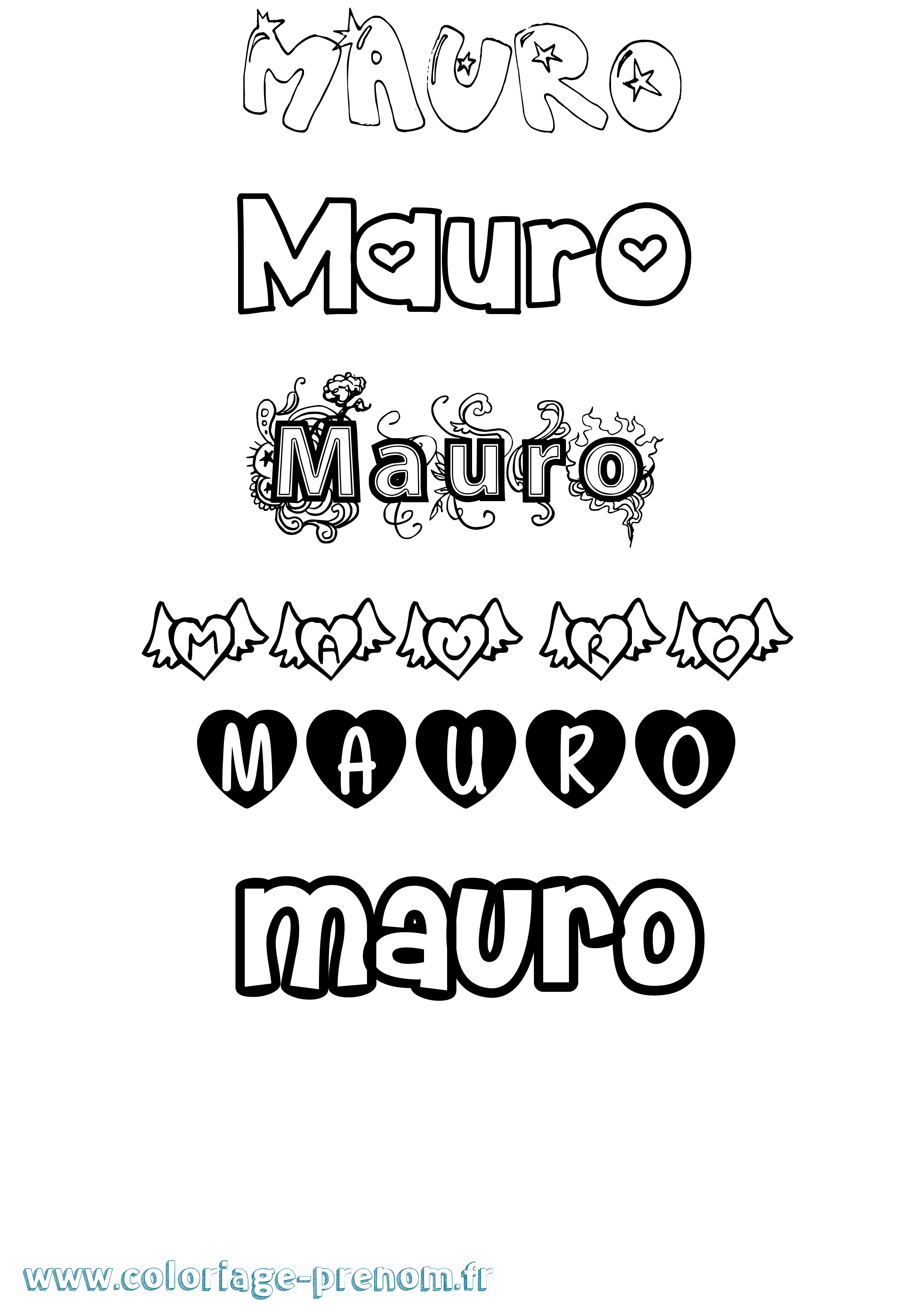 Coloriage prénom Mauro Girly