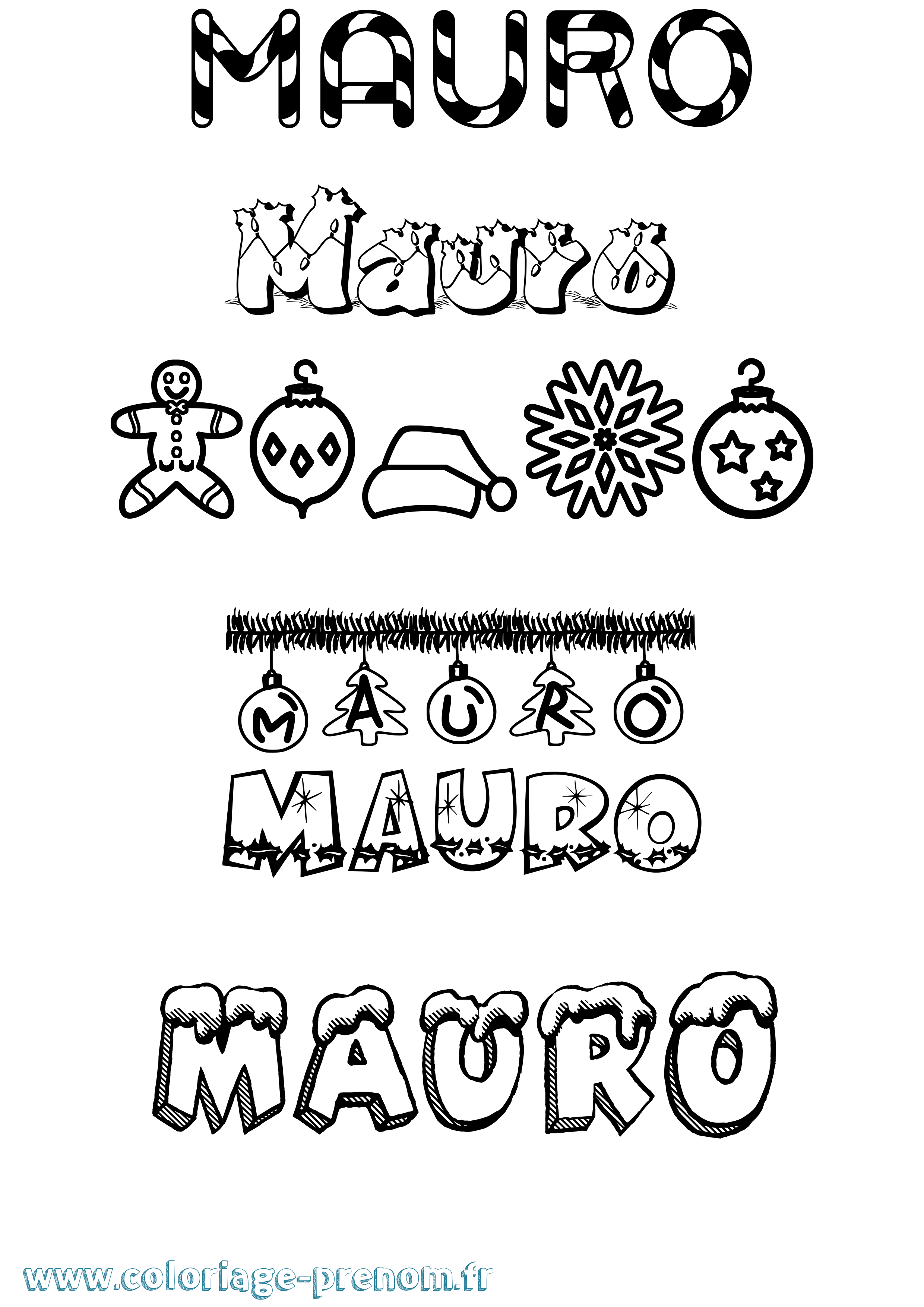 Coloriage prénom Mauro Noël