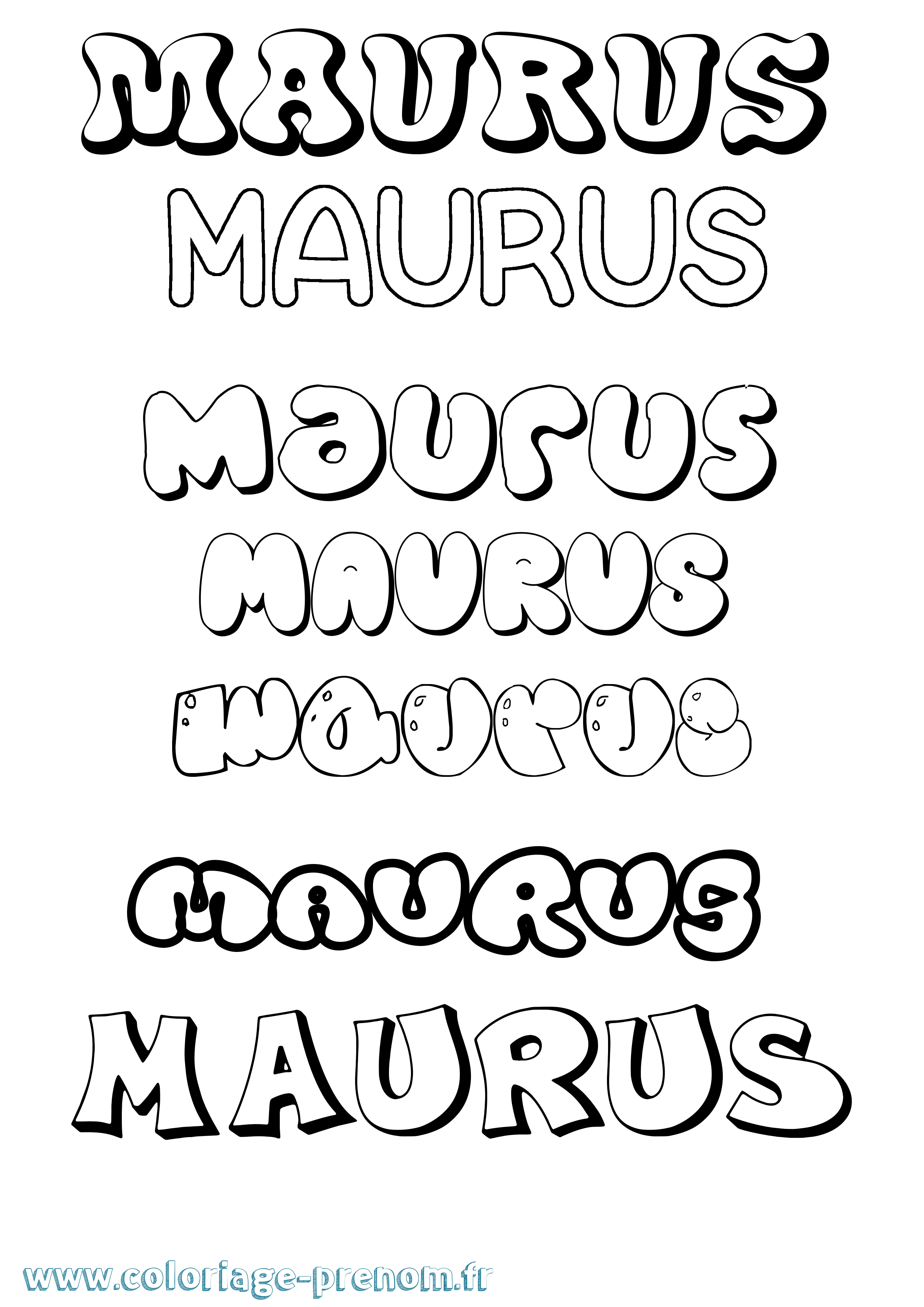 Coloriage prénom Maurus Bubble
