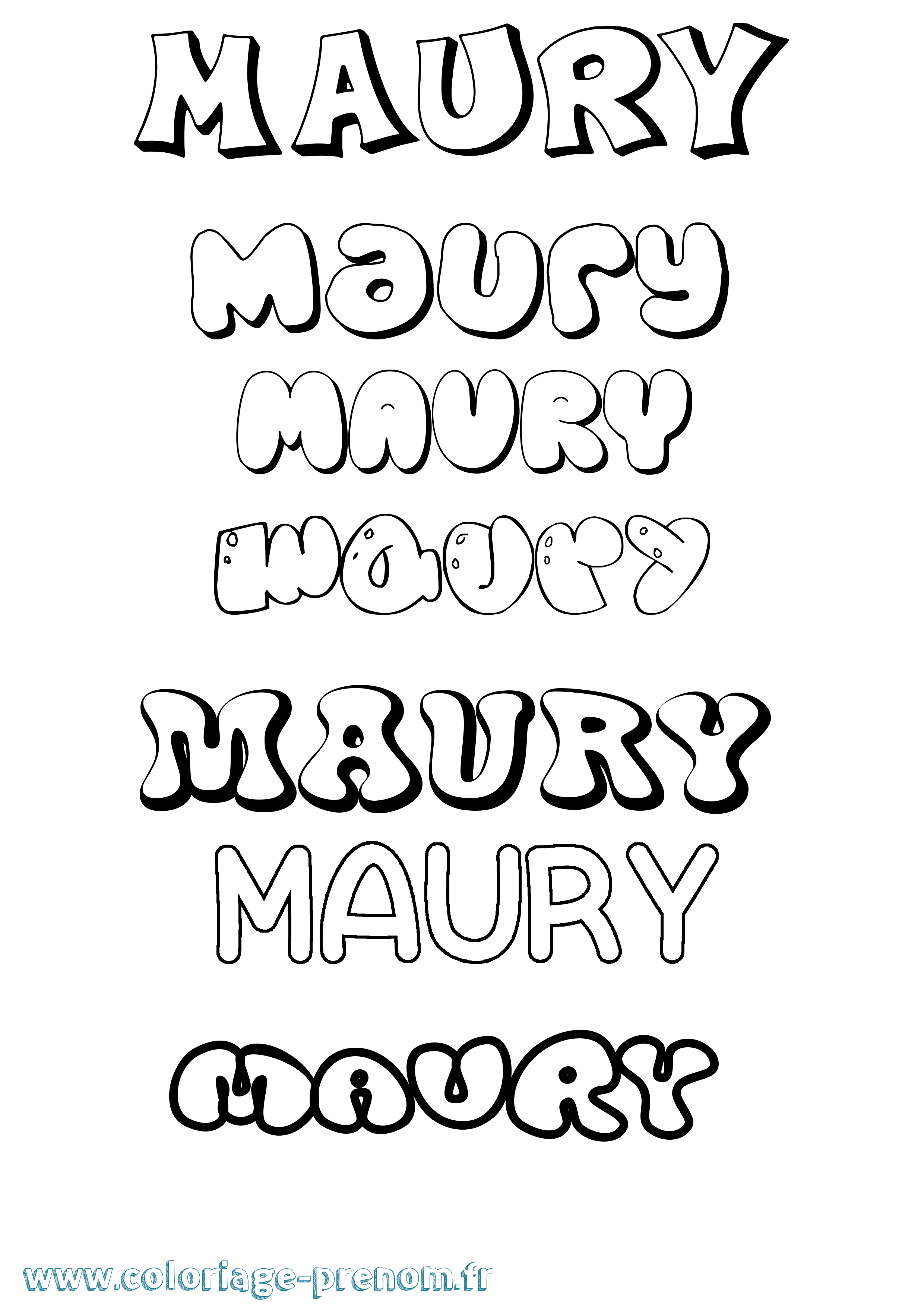 Coloriage prénom Maury Bubble