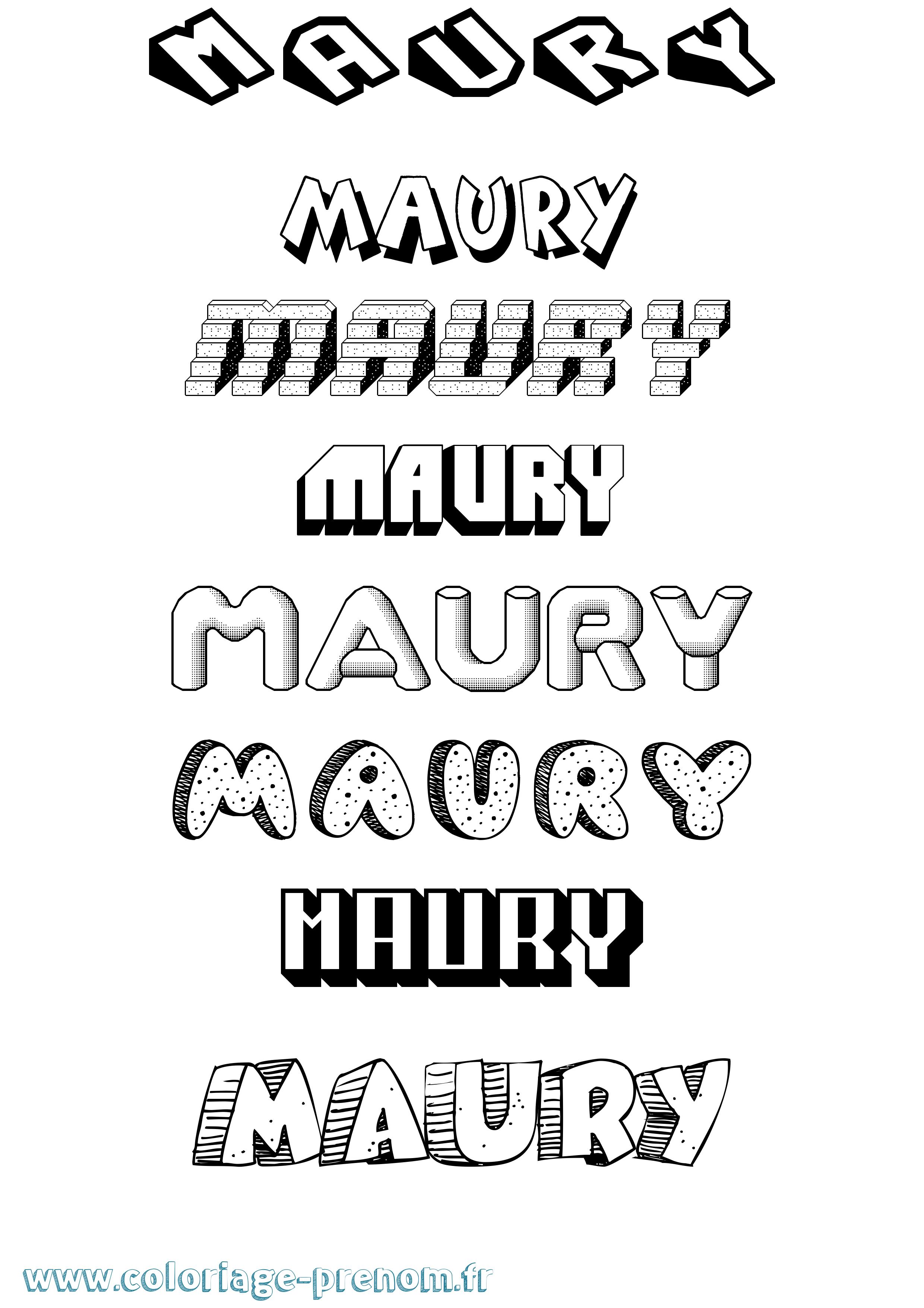 Coloriage prénom Maury Effet 3D