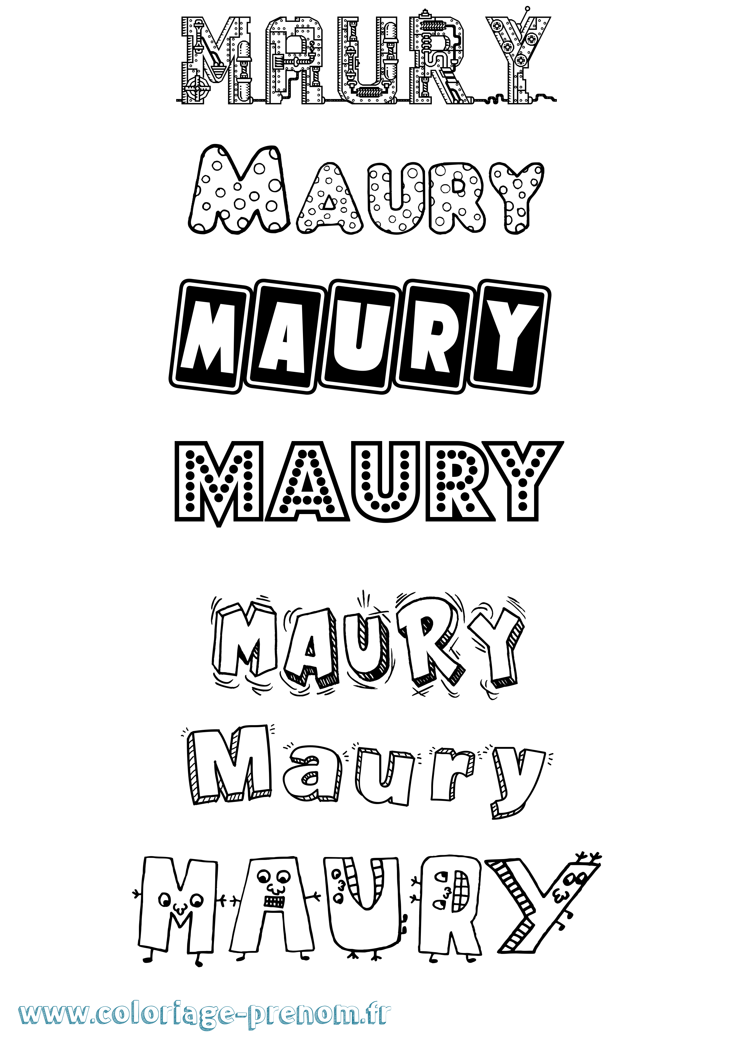 Coloriage prénom Maury Fun