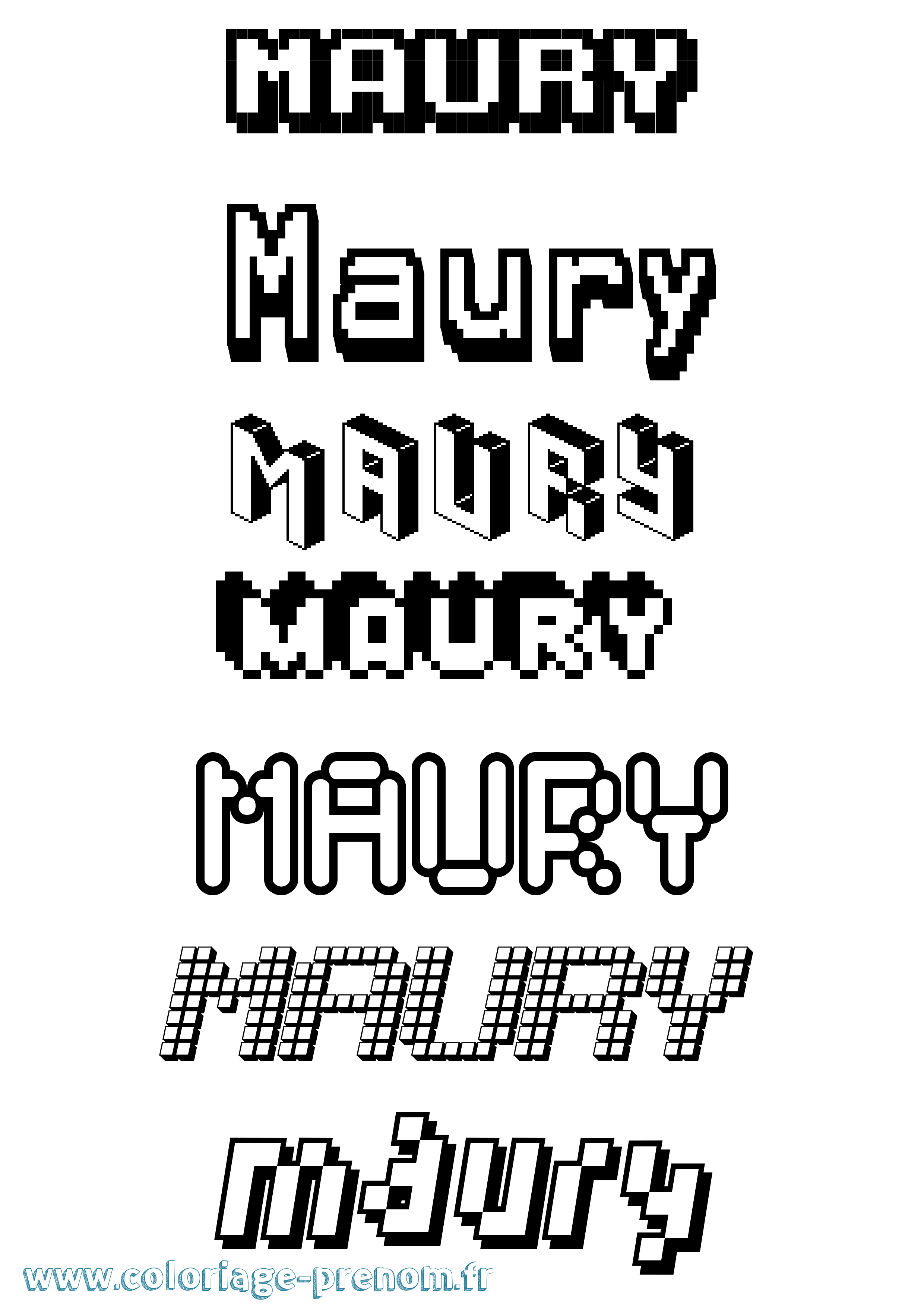 Coloriage prénom Maury Pixel