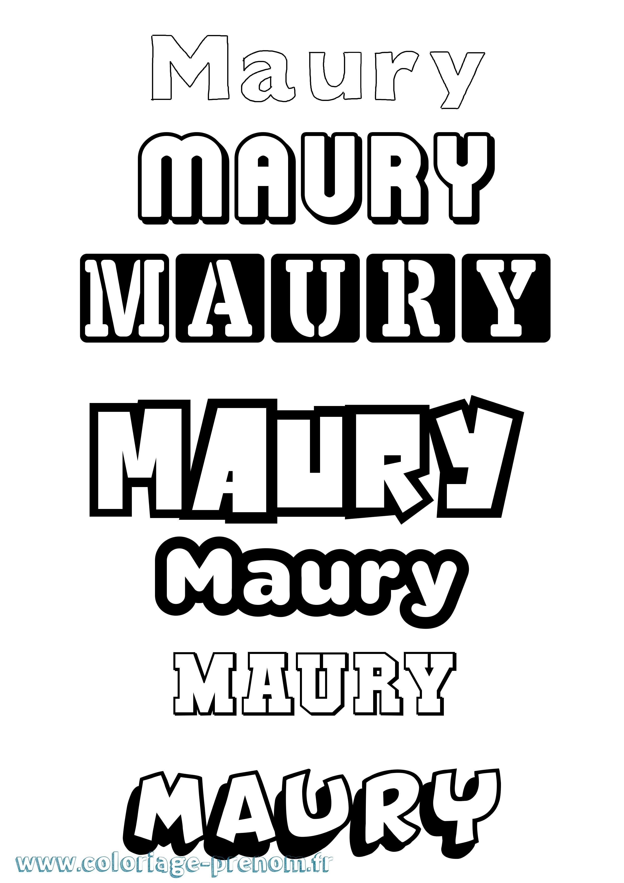 Coloriage prénom Maury Simple