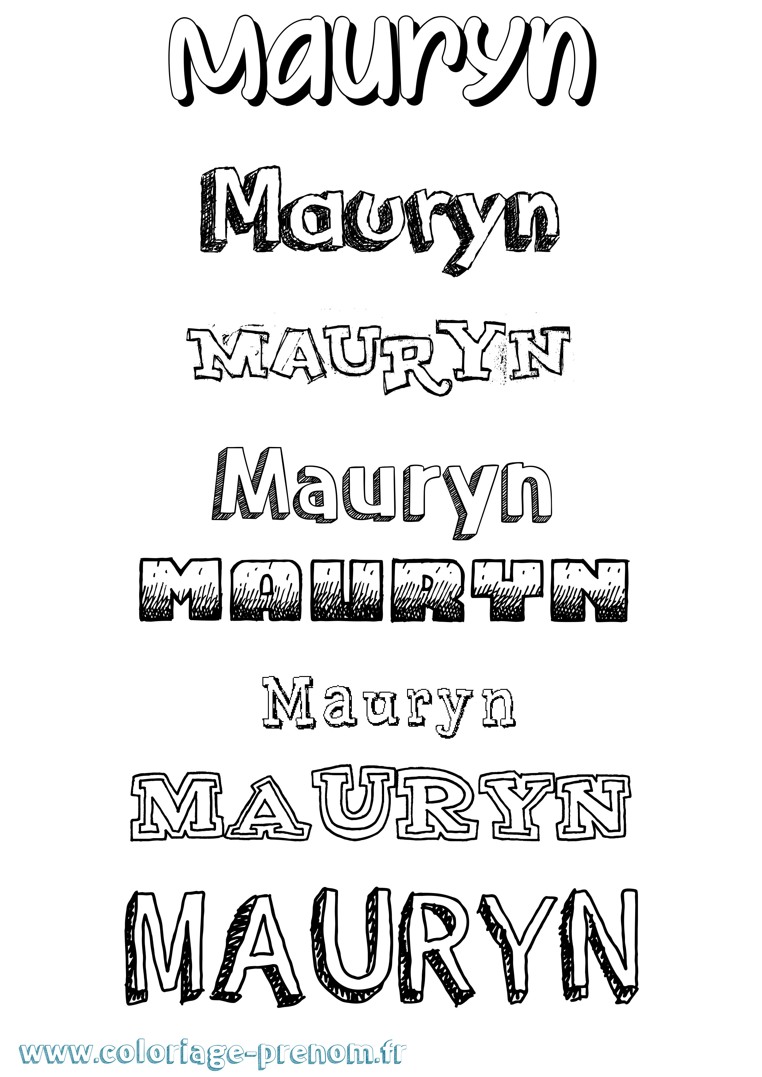Coloriage prénom Mauryn Dessiné