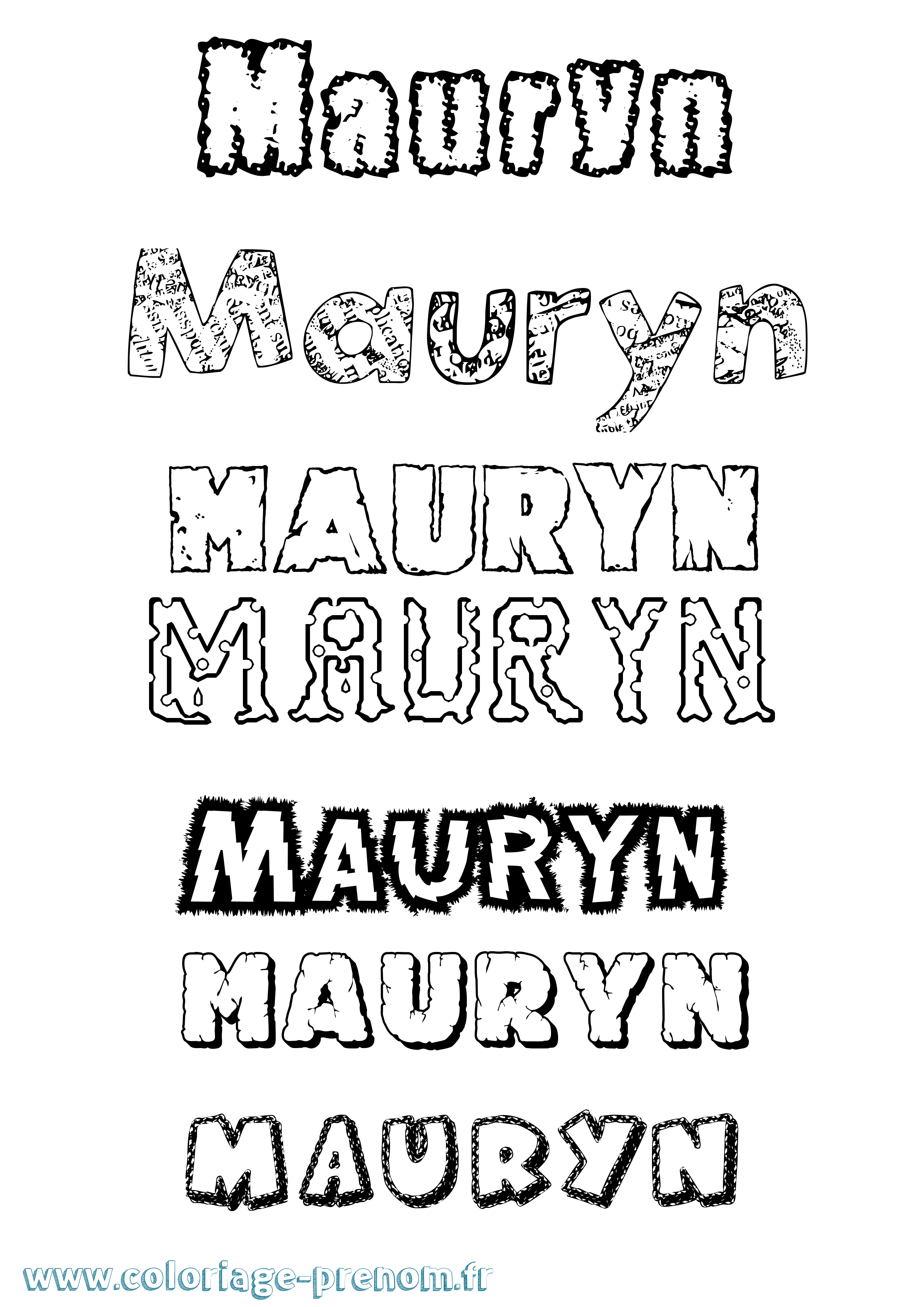 Coloriage prénom Mauryn Destructuré