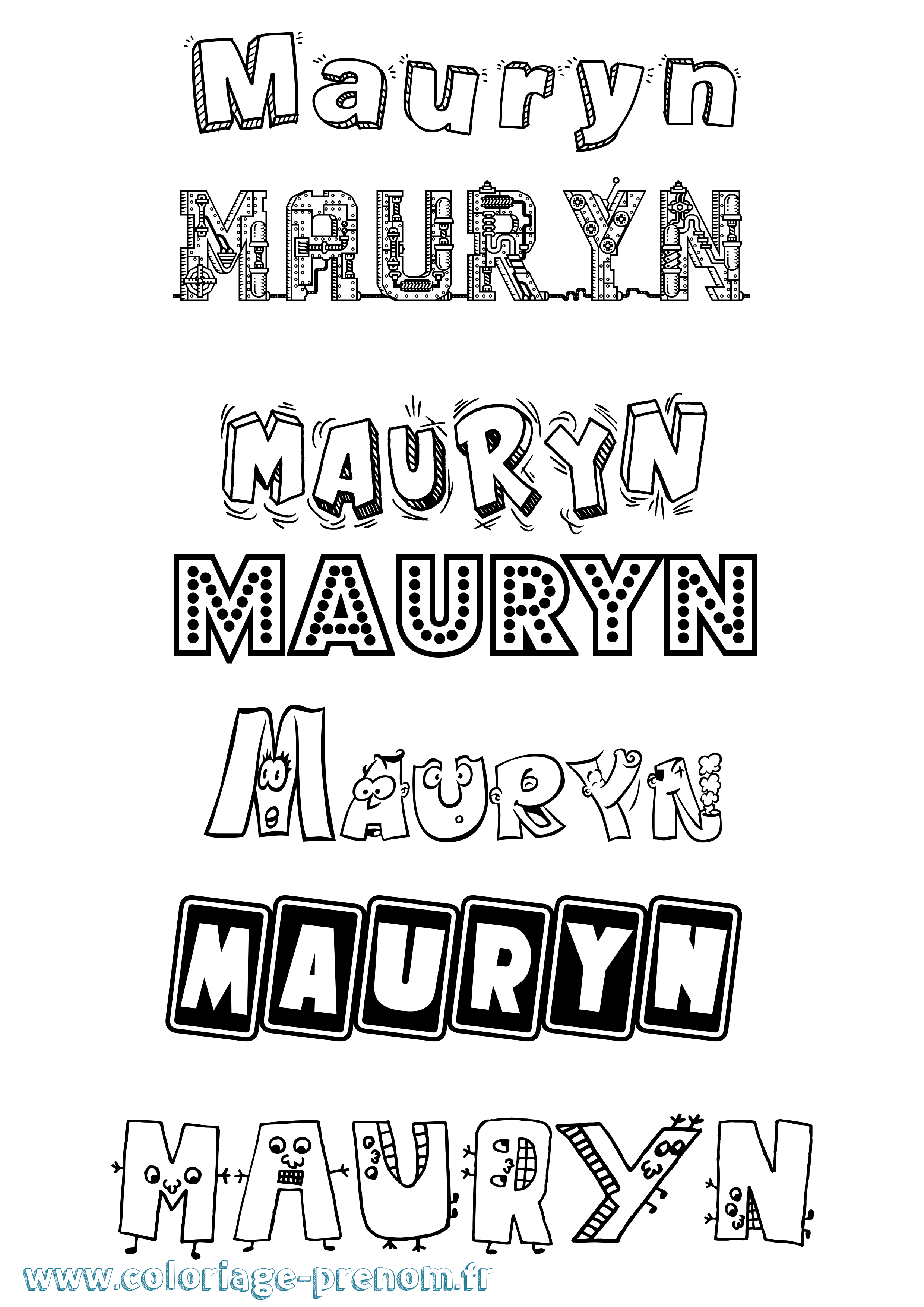 Coloriage prénom Mauryn Fun