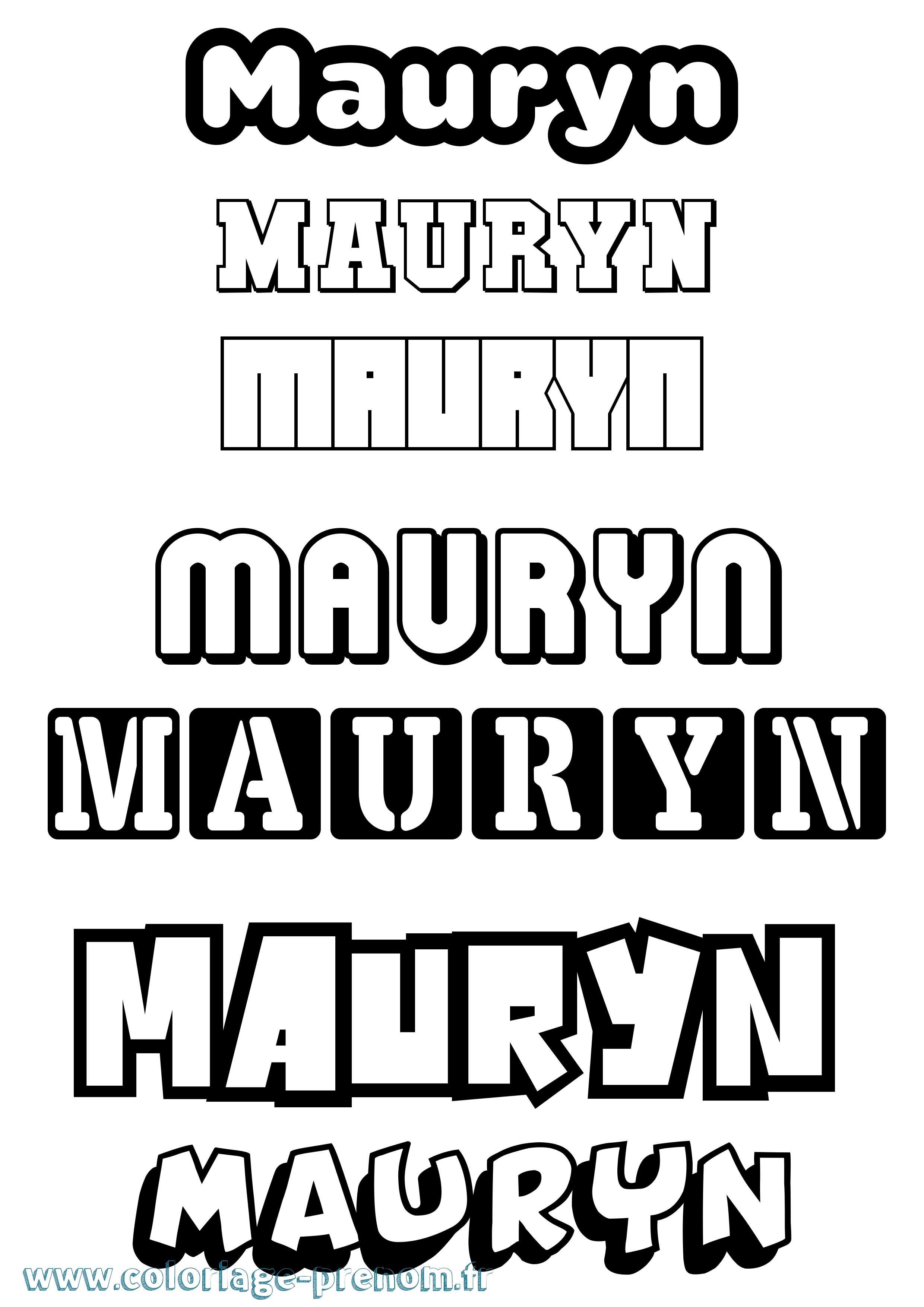 Coloriage prénom Mauryn Simple