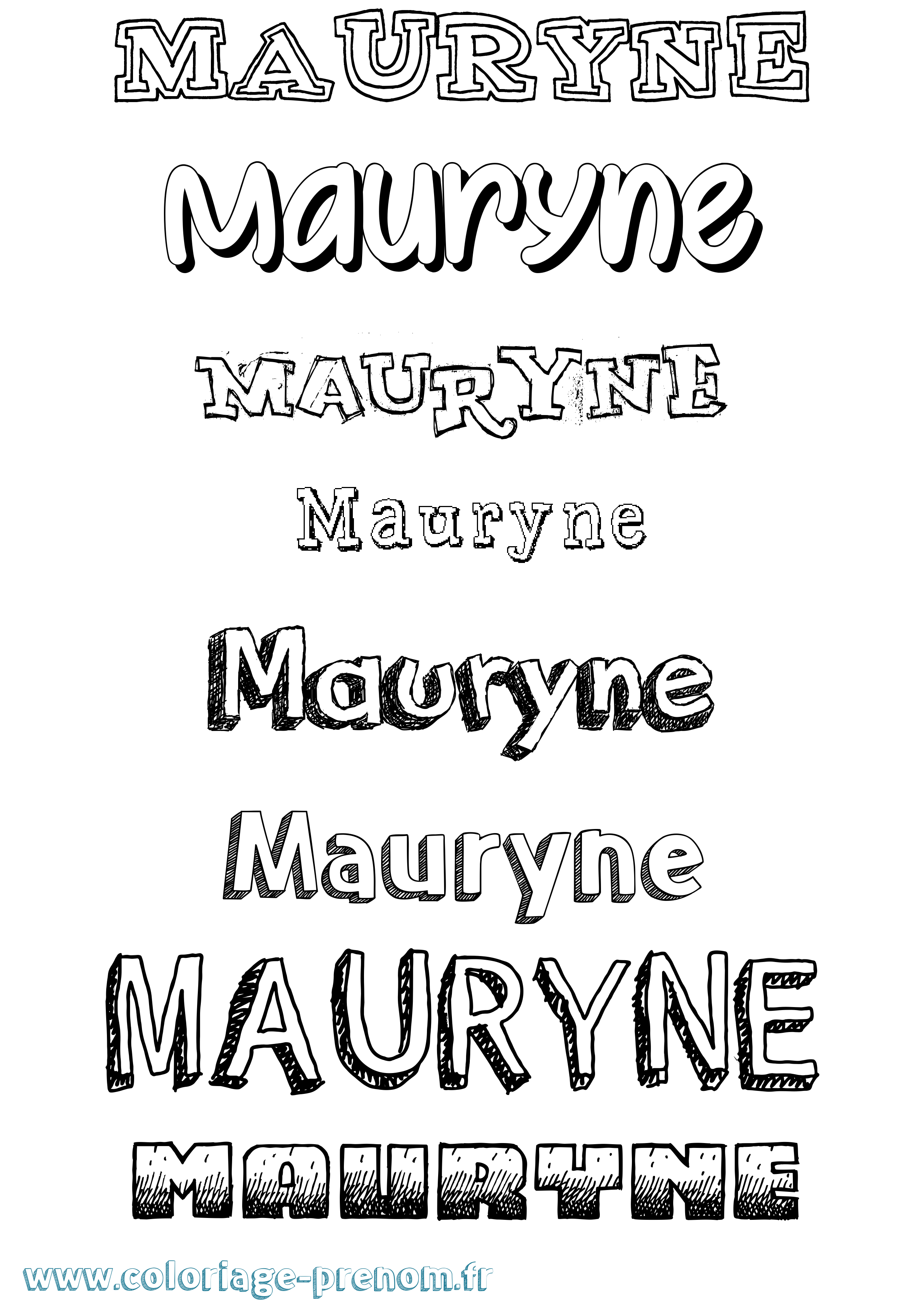 Coloriage prénom Mauryne Dessiné