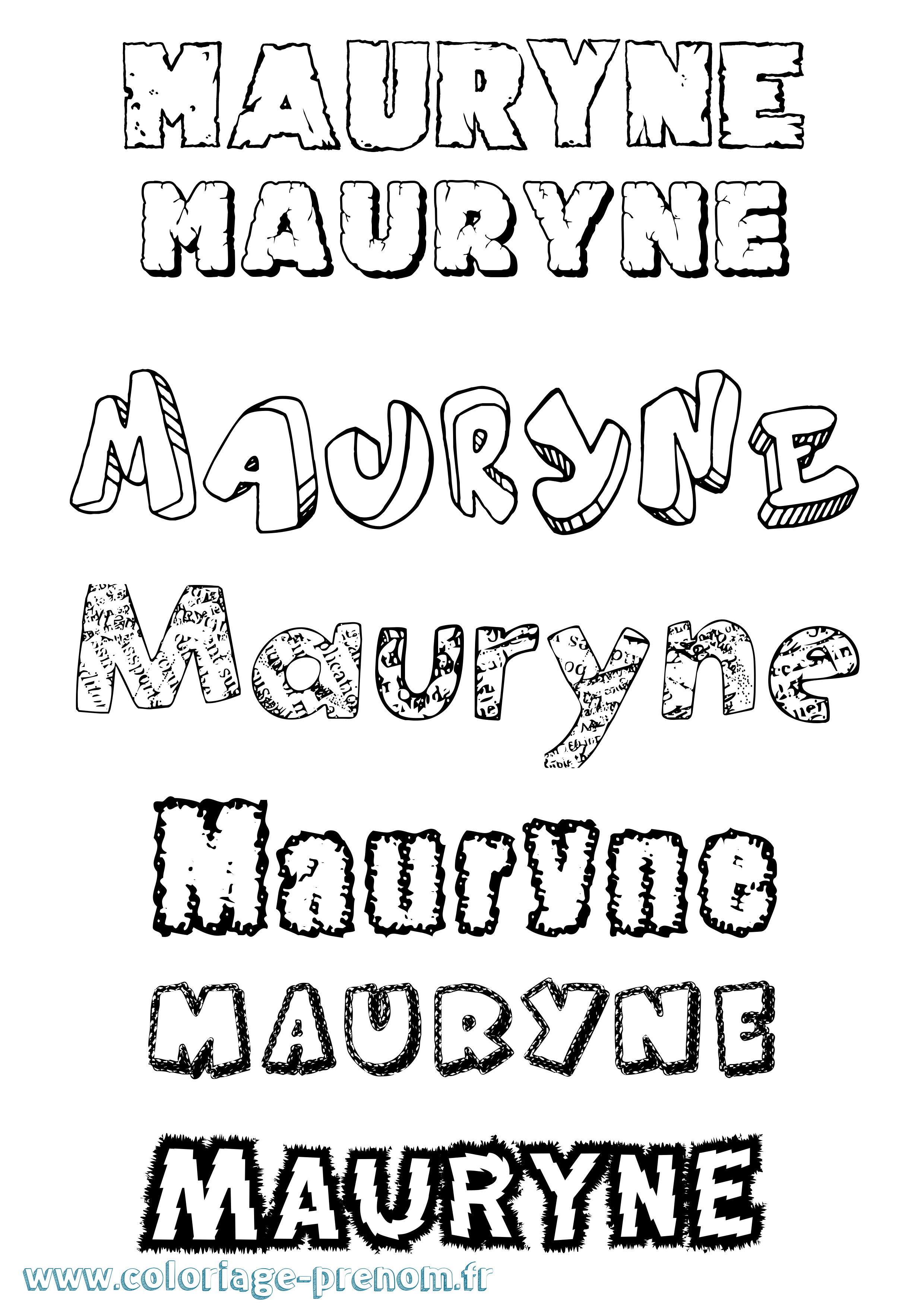 Coloriage prénom Mauryne Destructuré