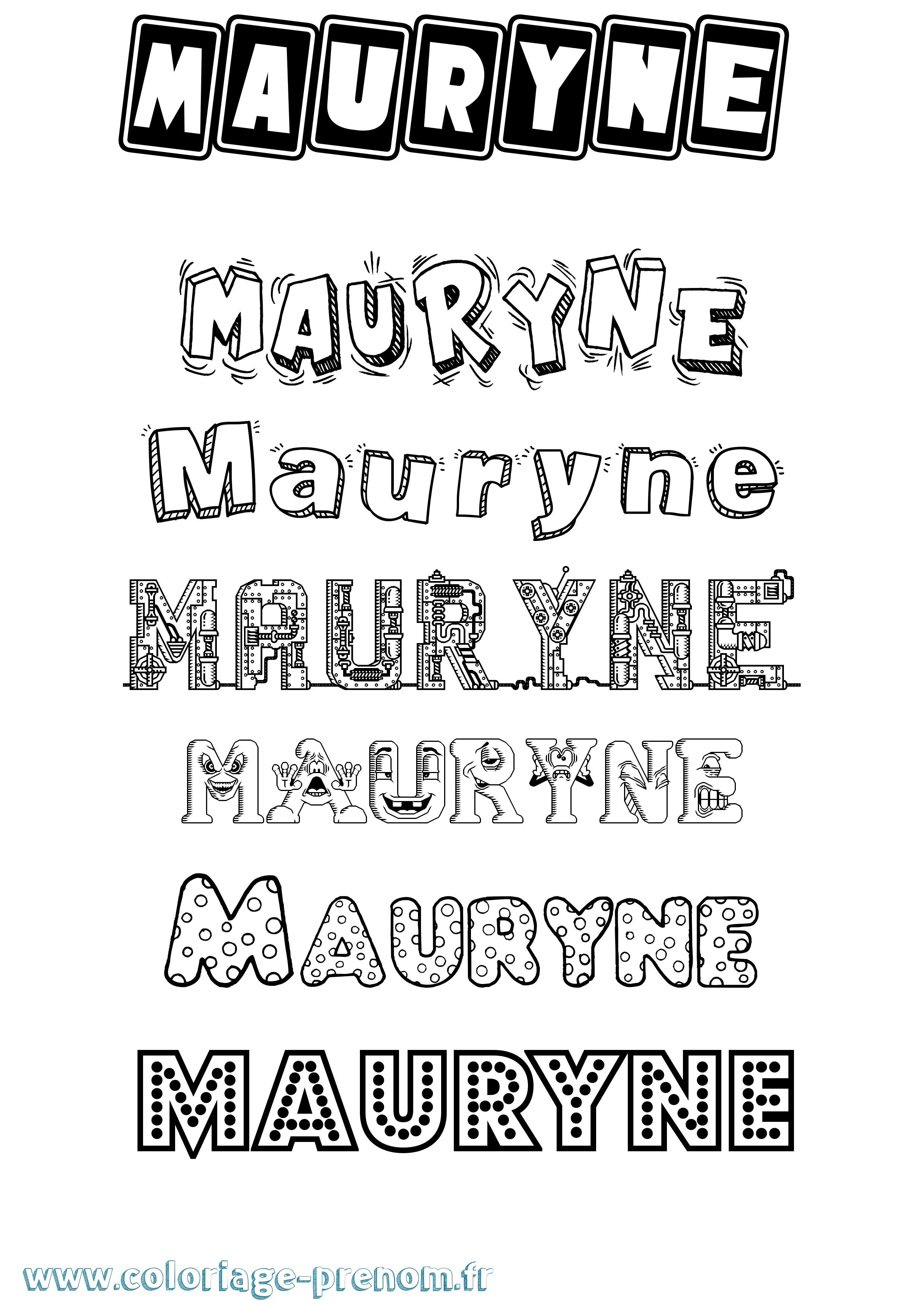 Coloriage prénom Mauryne Fun