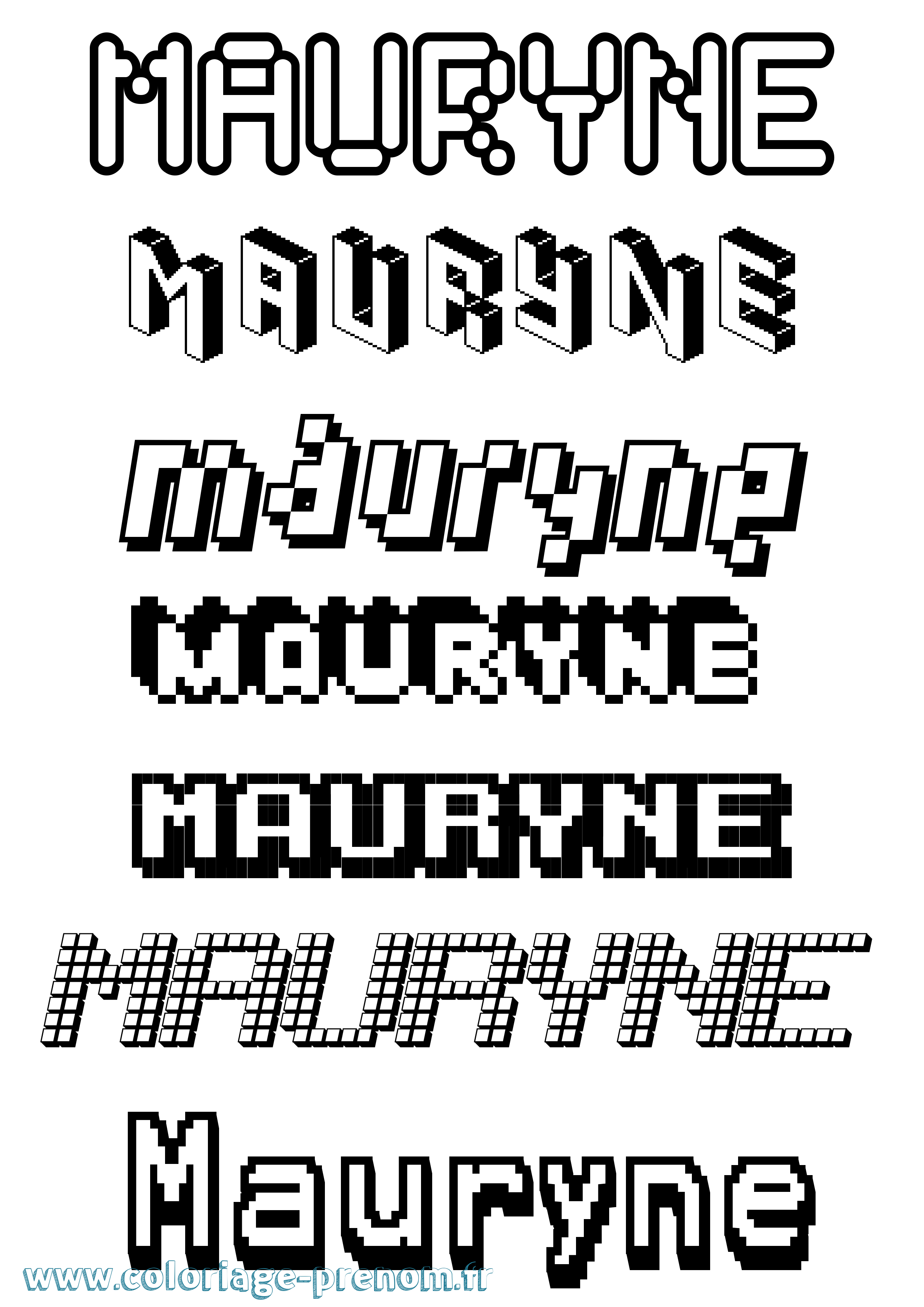 Coloriage prénom Mauryne Pixel
