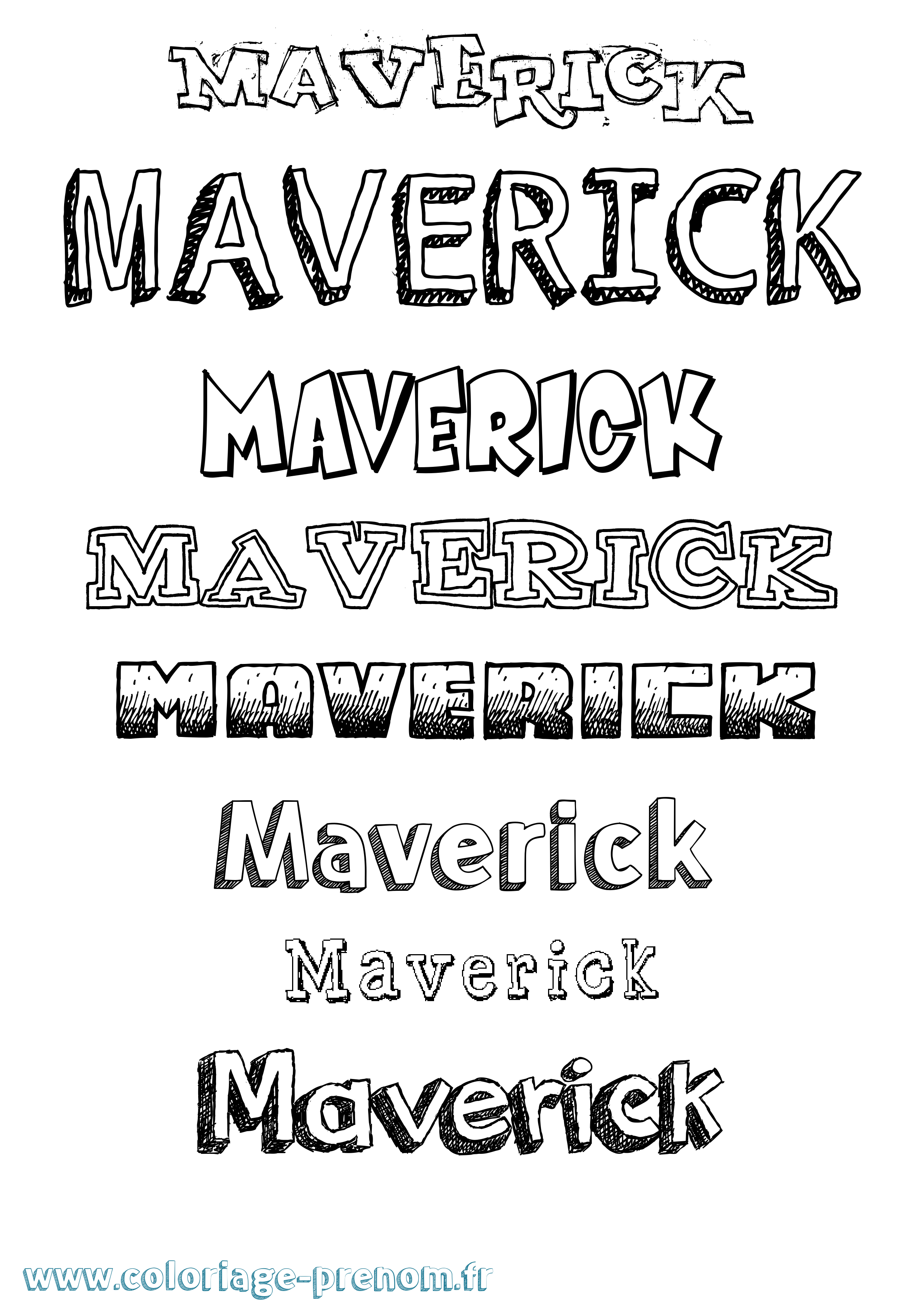 Coloriage prénom Maverick Dessiné