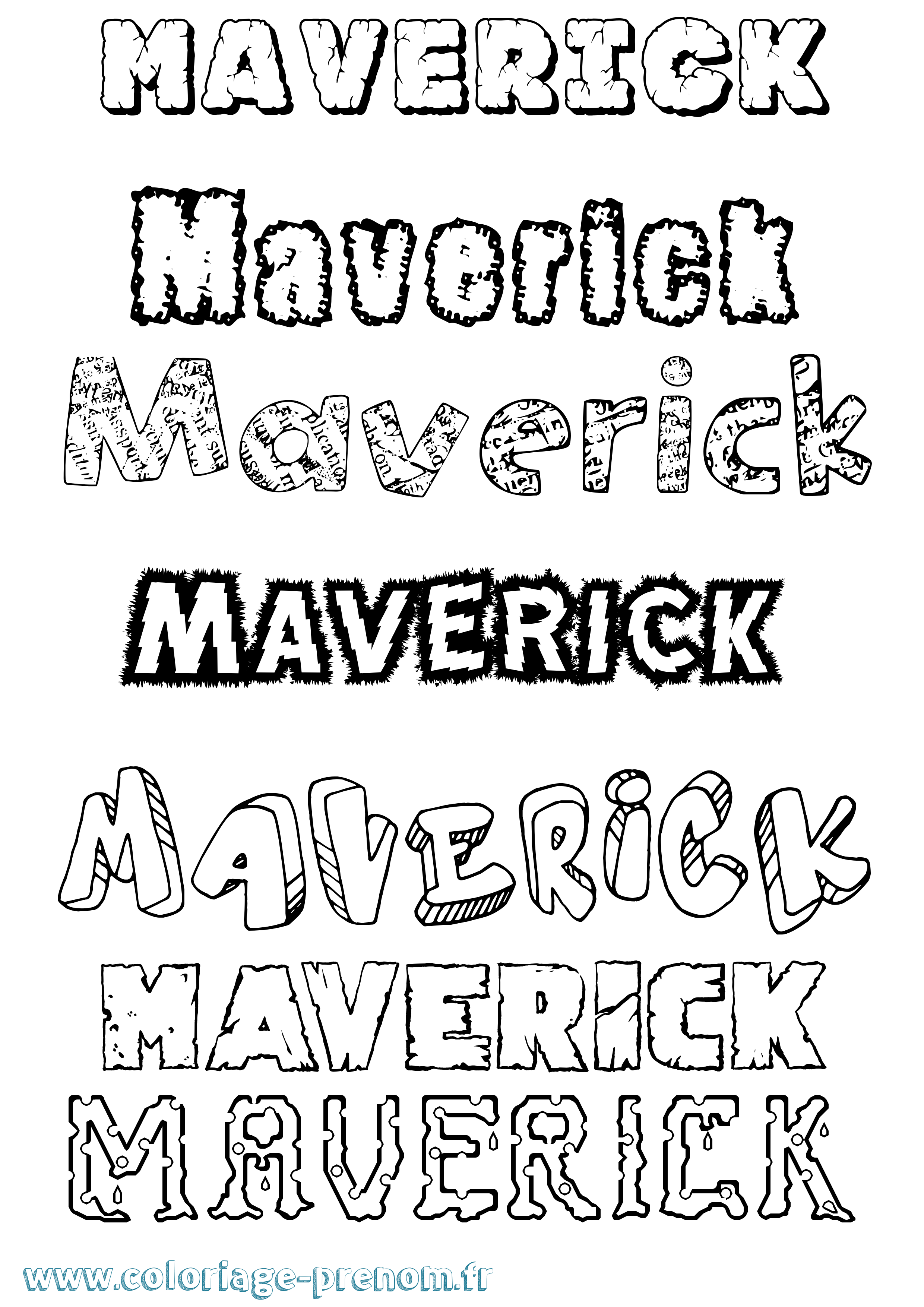 Coloriage prénom Maverick Destructuré
