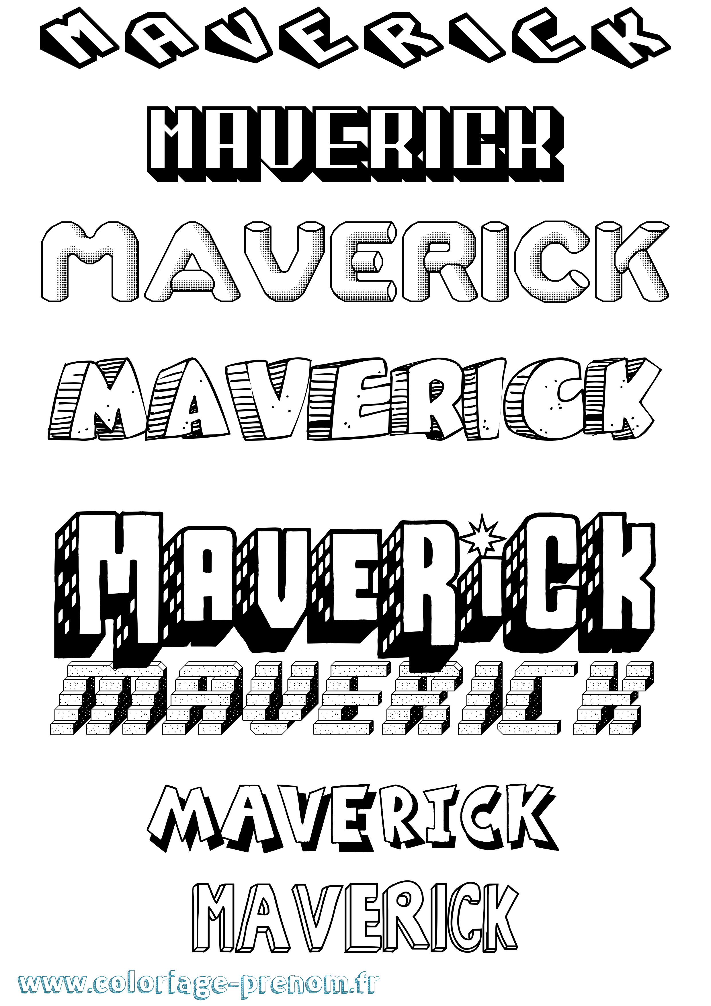 Coloriage prénom Maverick Effet 3D