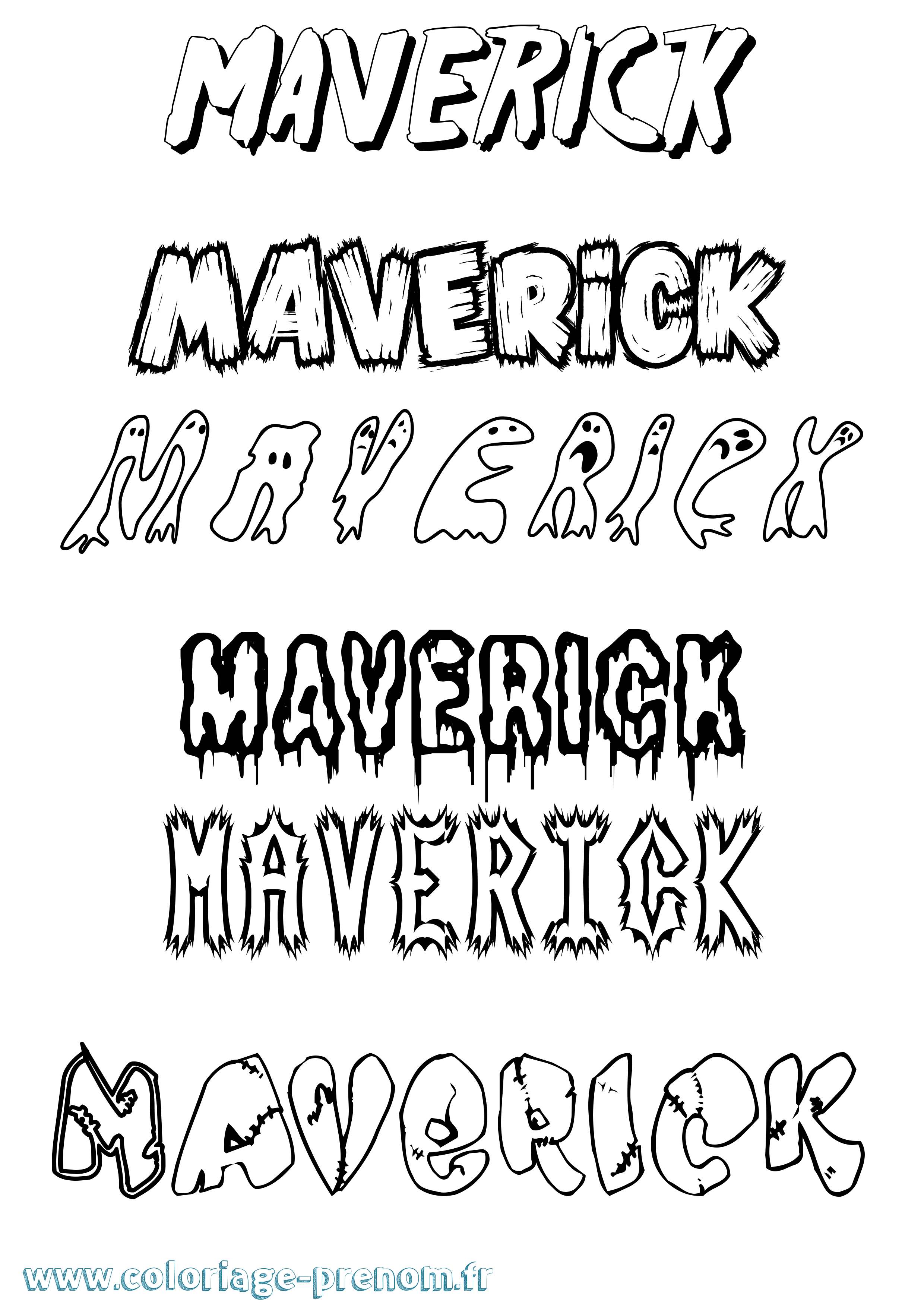 Coloriage prénom Maverick Frisson