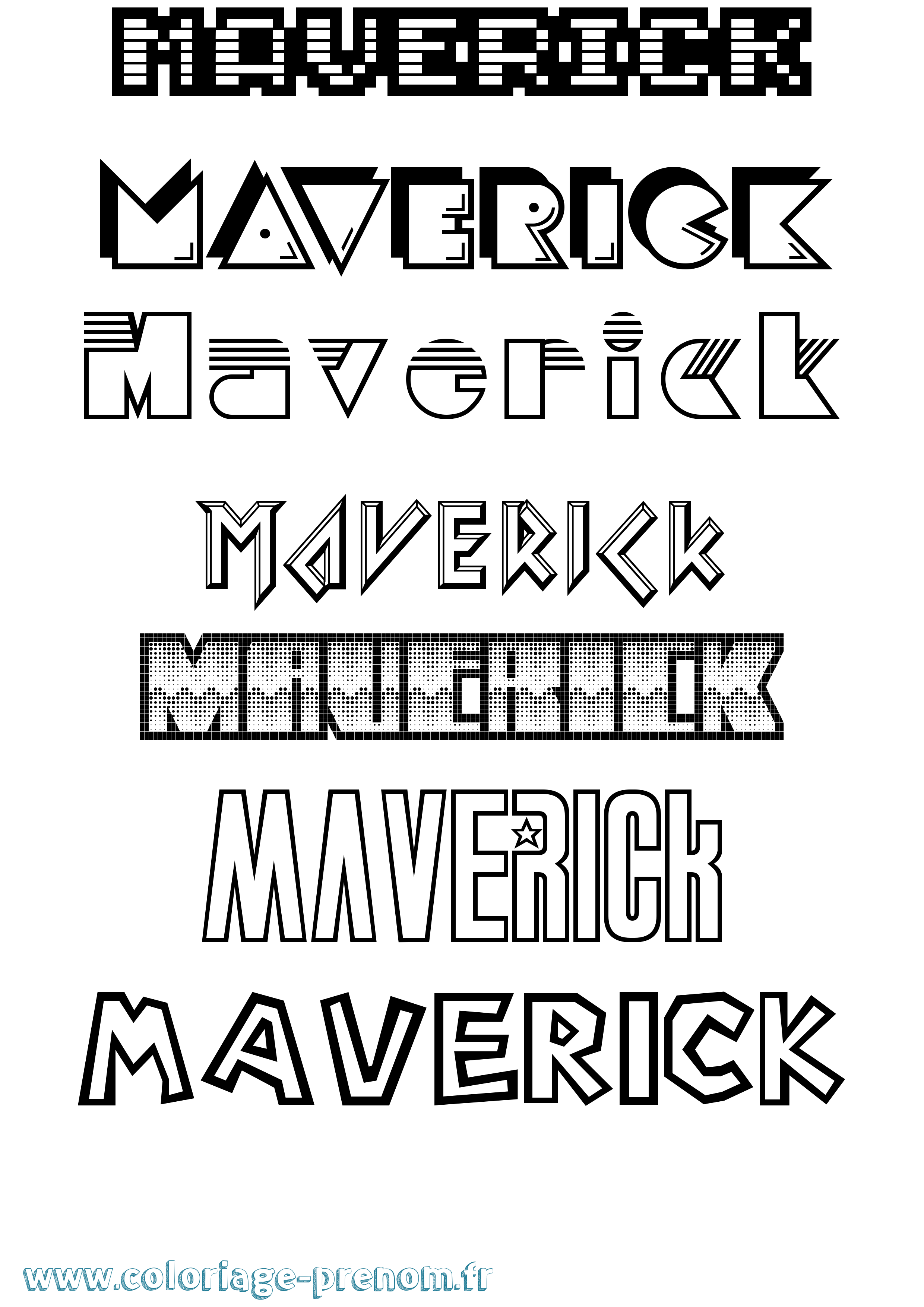 Coloriage prénom Maverick Jeux Vidéos
