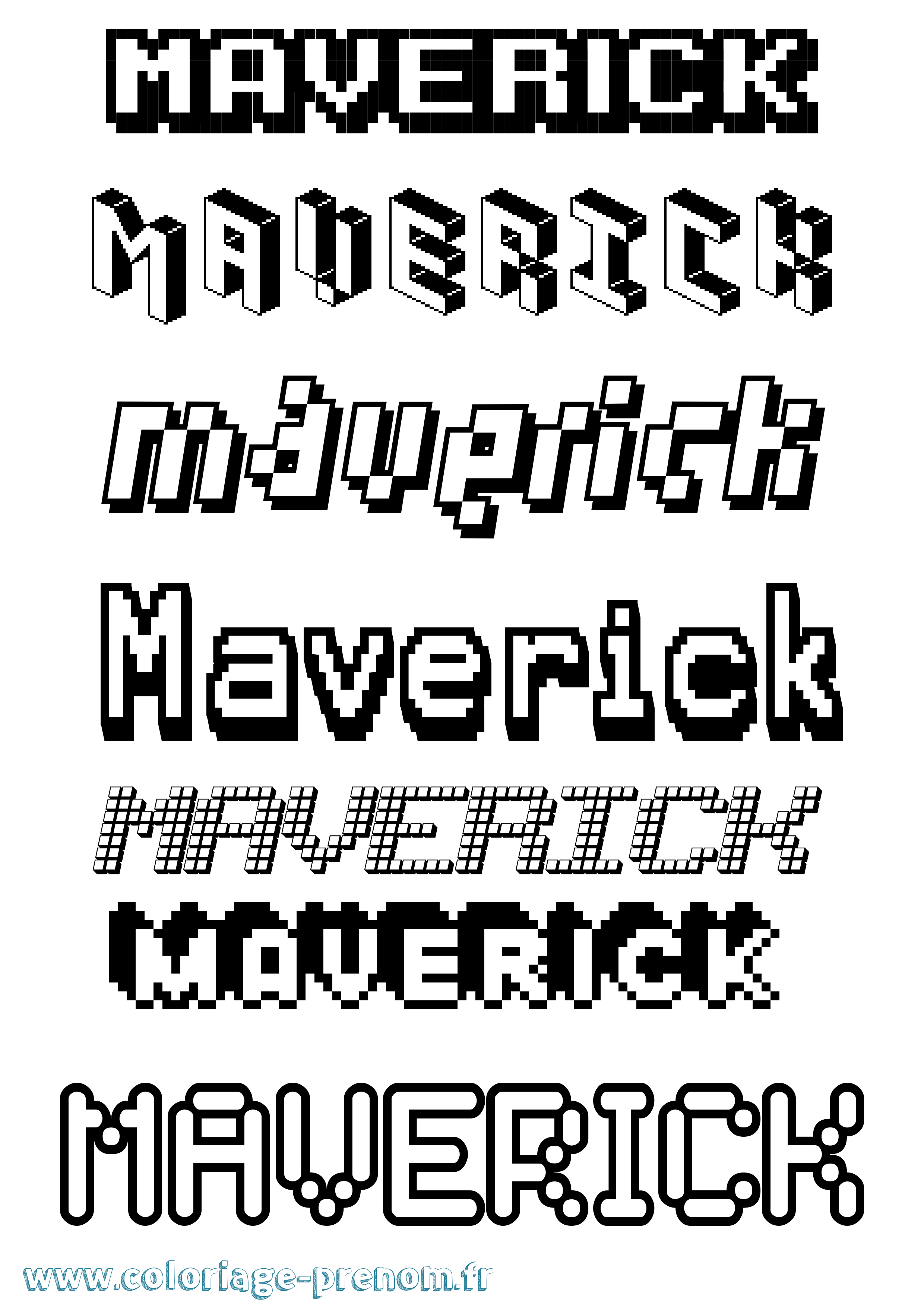 Coloriage prénom Maverick Pixel