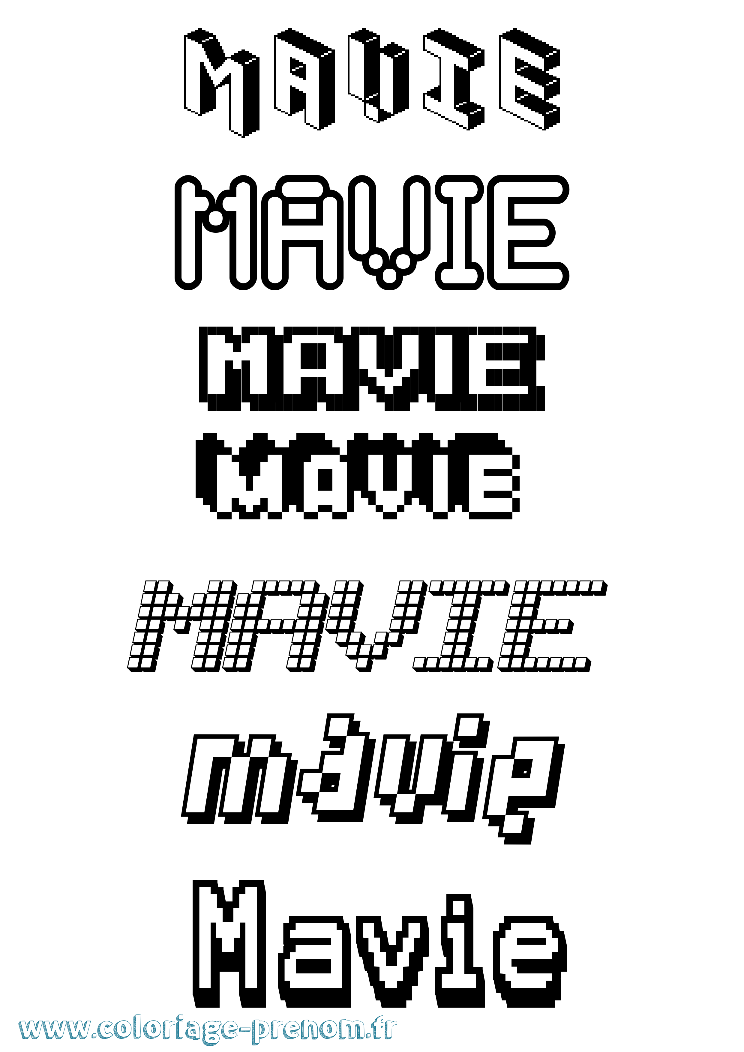 Coloriage prénom Mavie Pixel