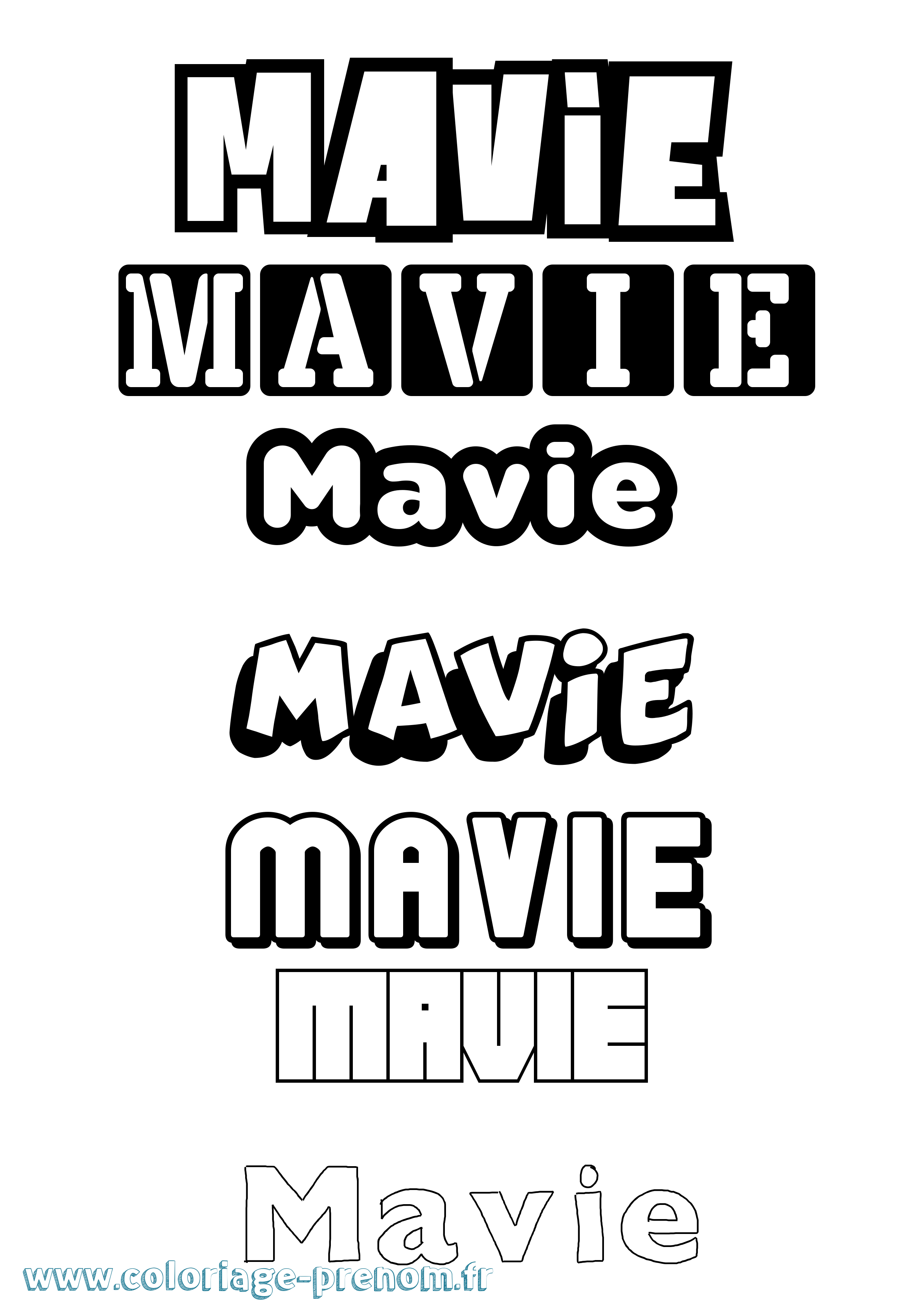 Coloriage prénom Mavie Simple
