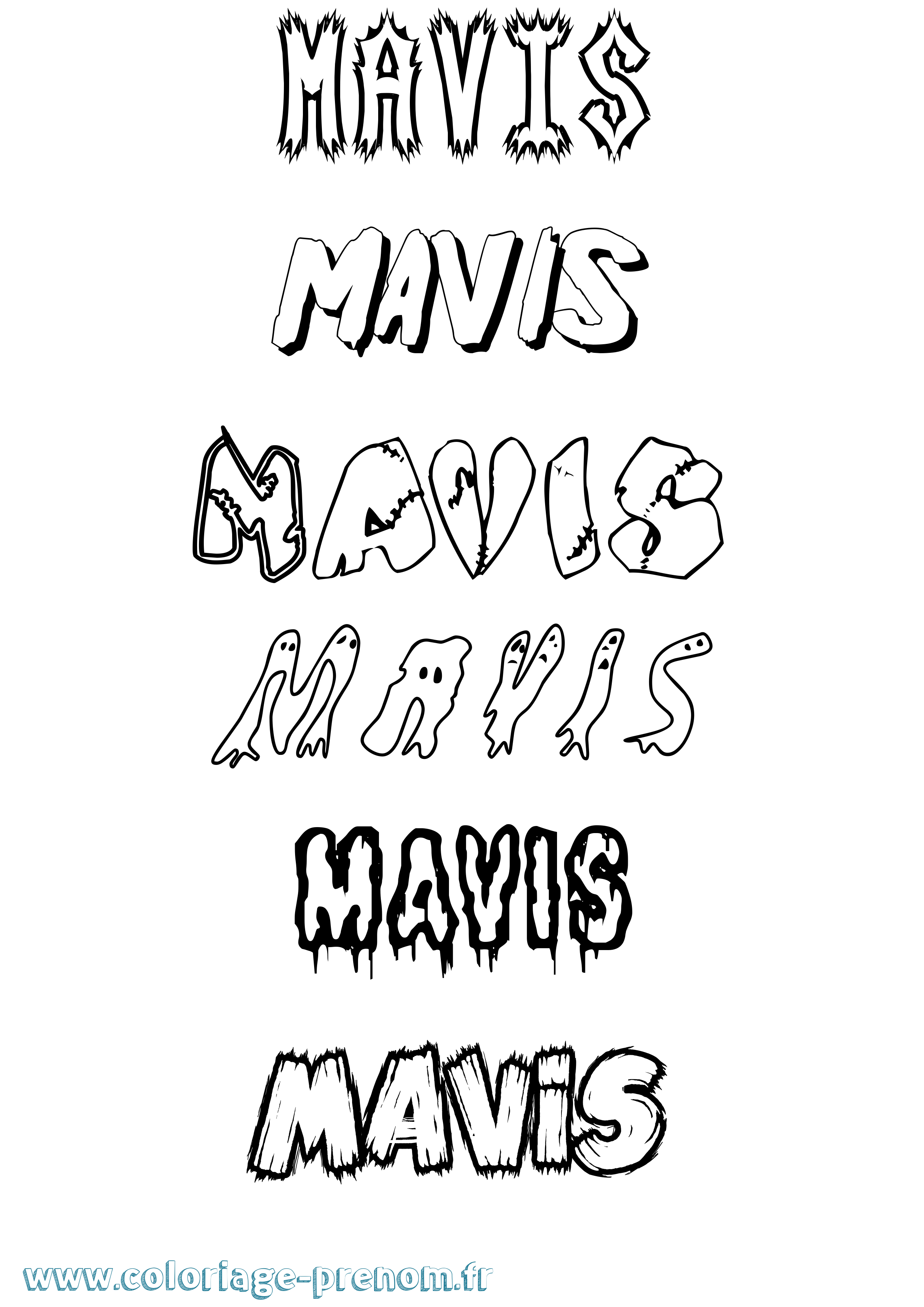 Coloriage prénom Mavis Frisson