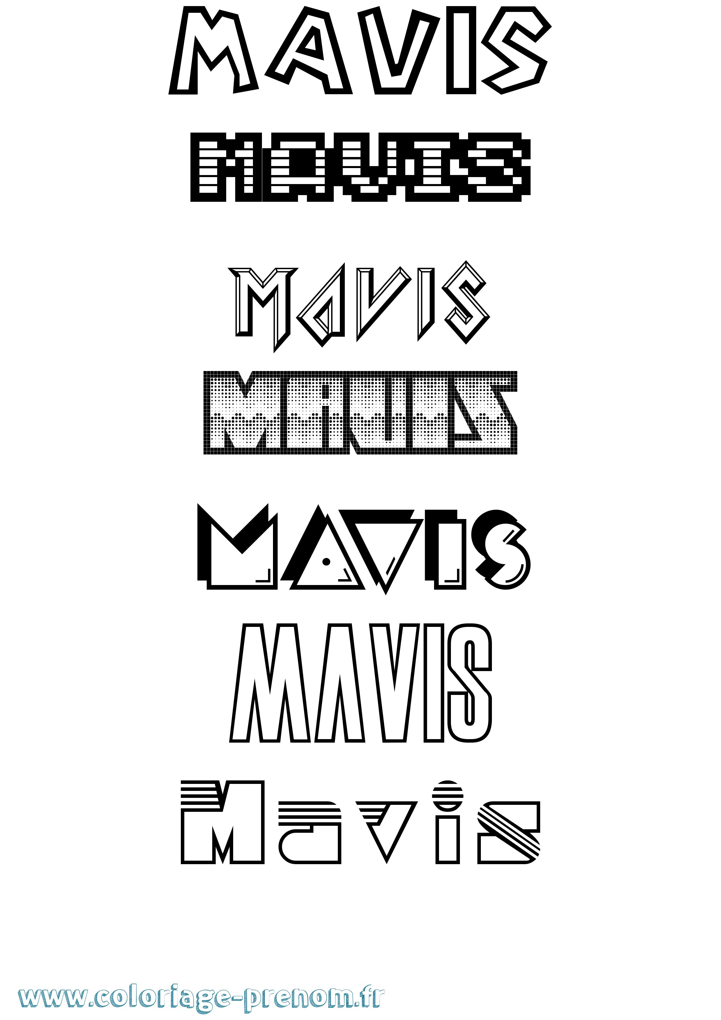 Coloriage prénom Mavis Jeux Vidéos