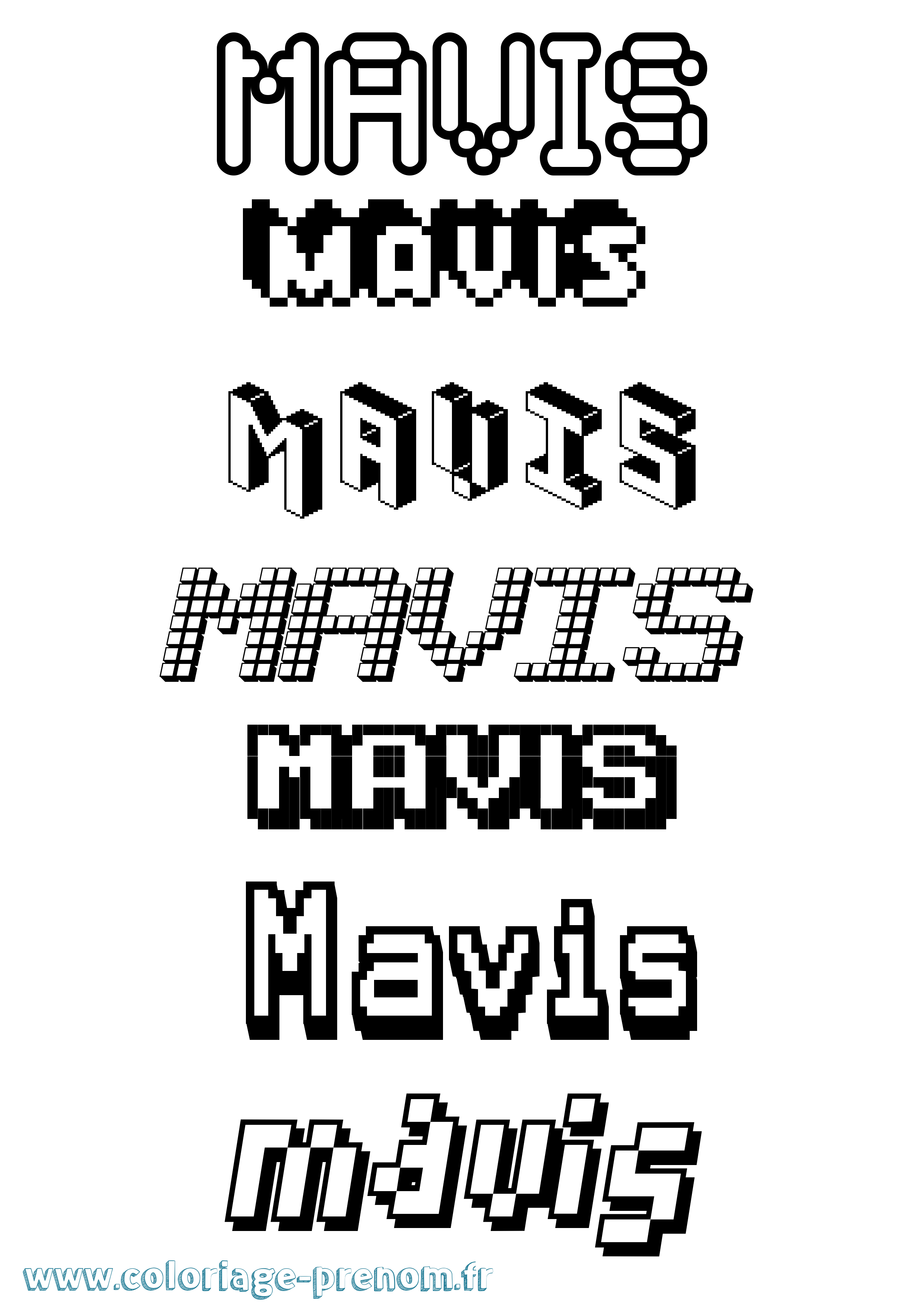 Coloriage prénom Mavis Pixel