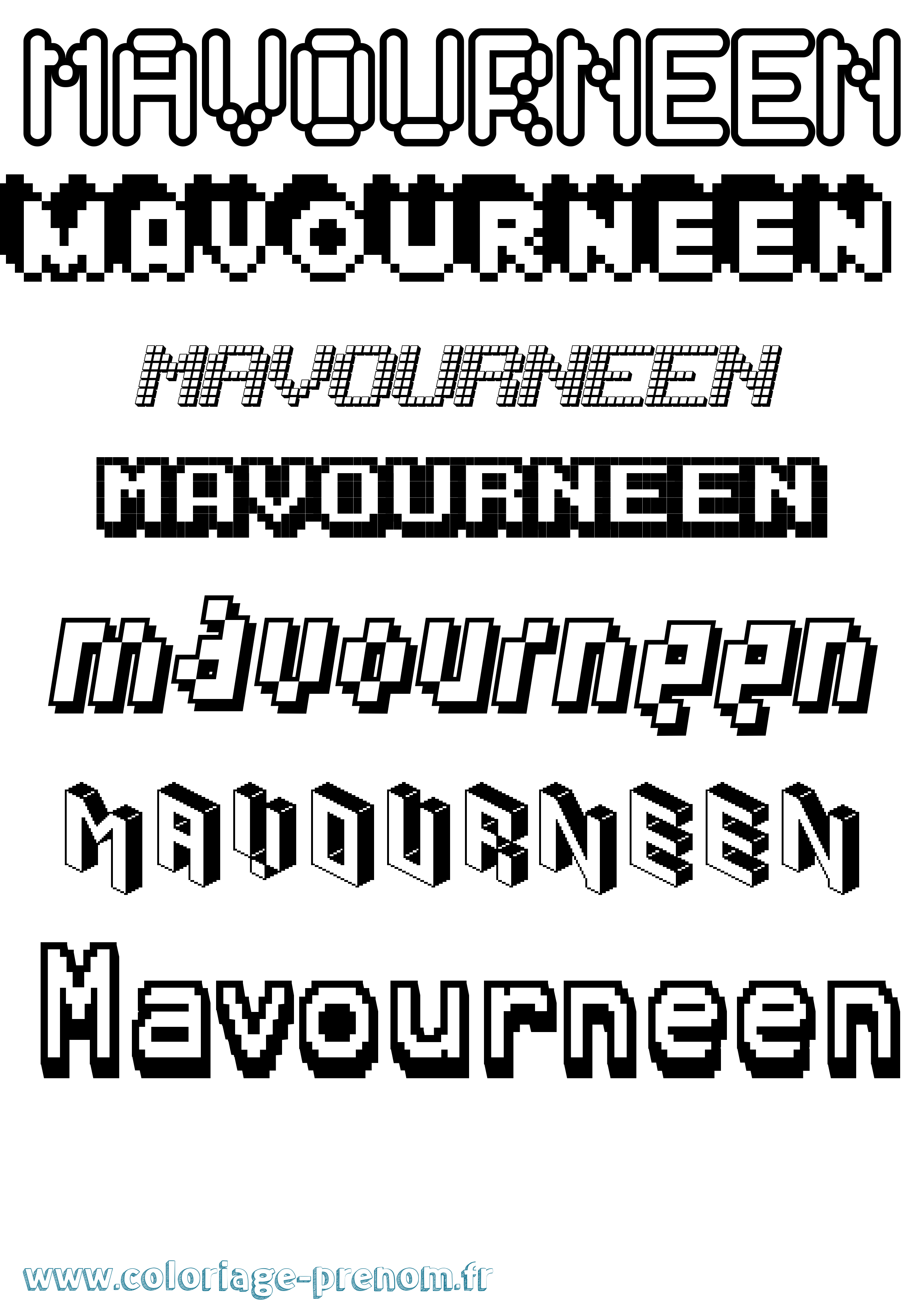 Coloriage prénom Mavourneen Pixel