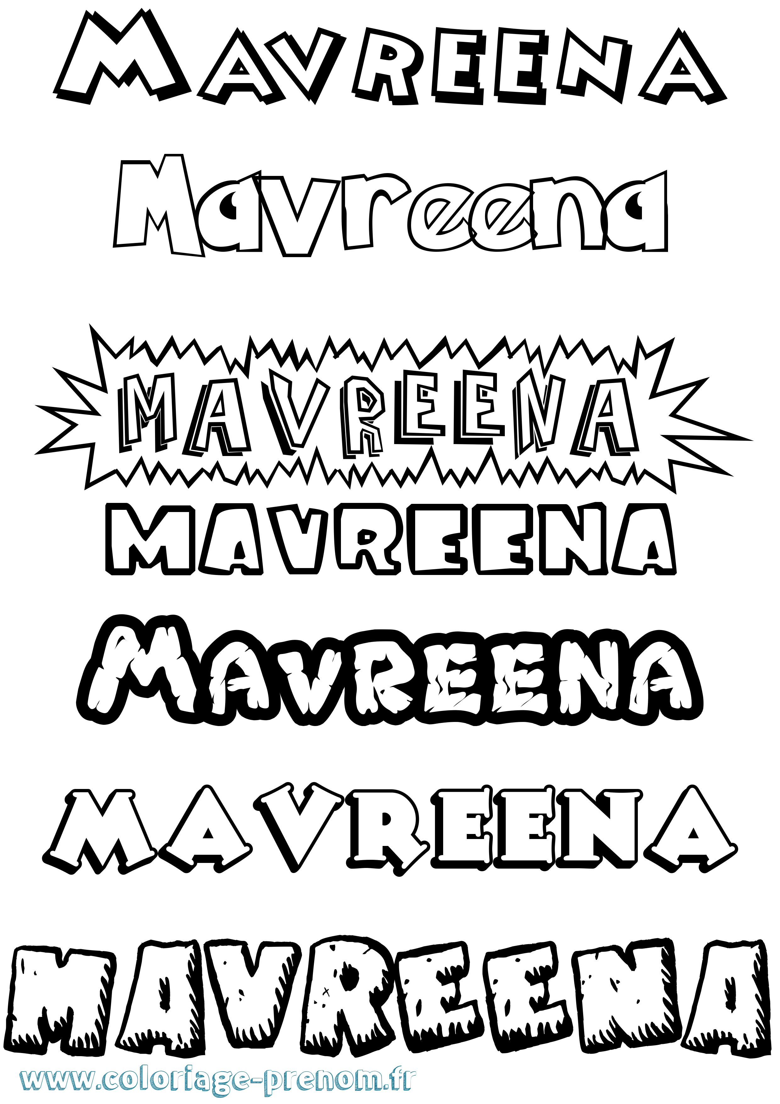 Coloriage prénom Mavreena Dessin Animé