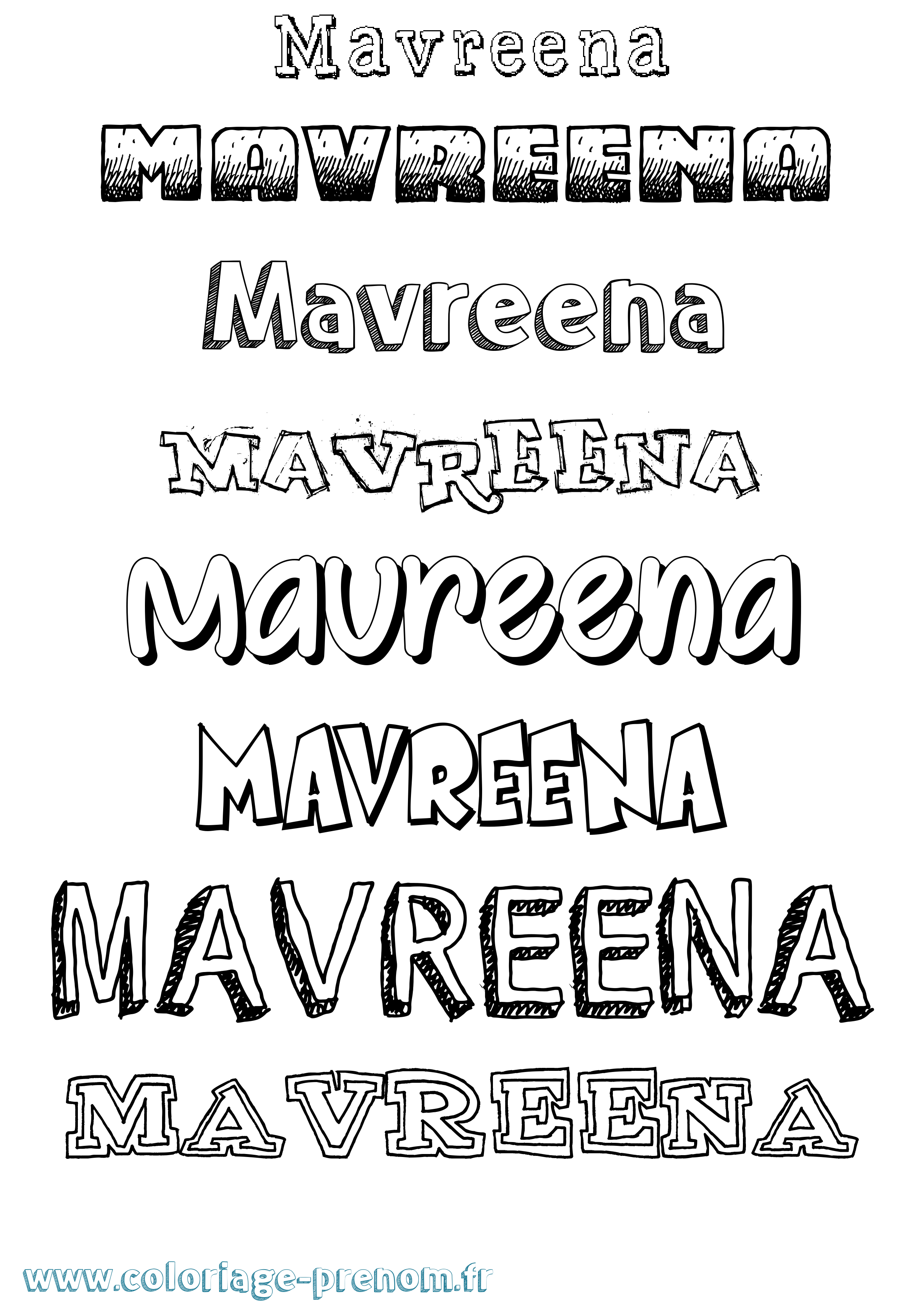 Coloriage prénom Mavreena Dessiné
