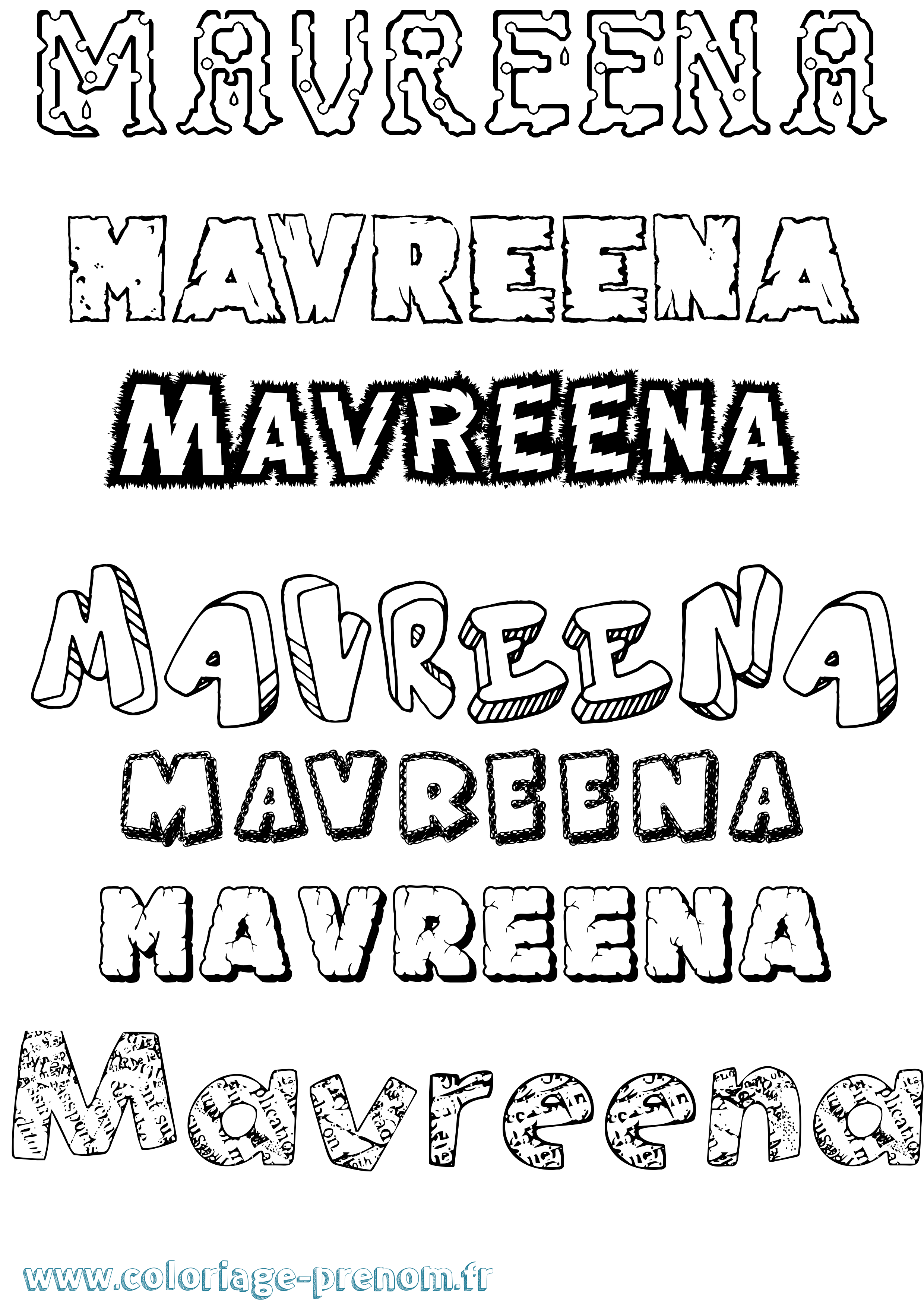 Coloriage prénom Mavreena Destructuré